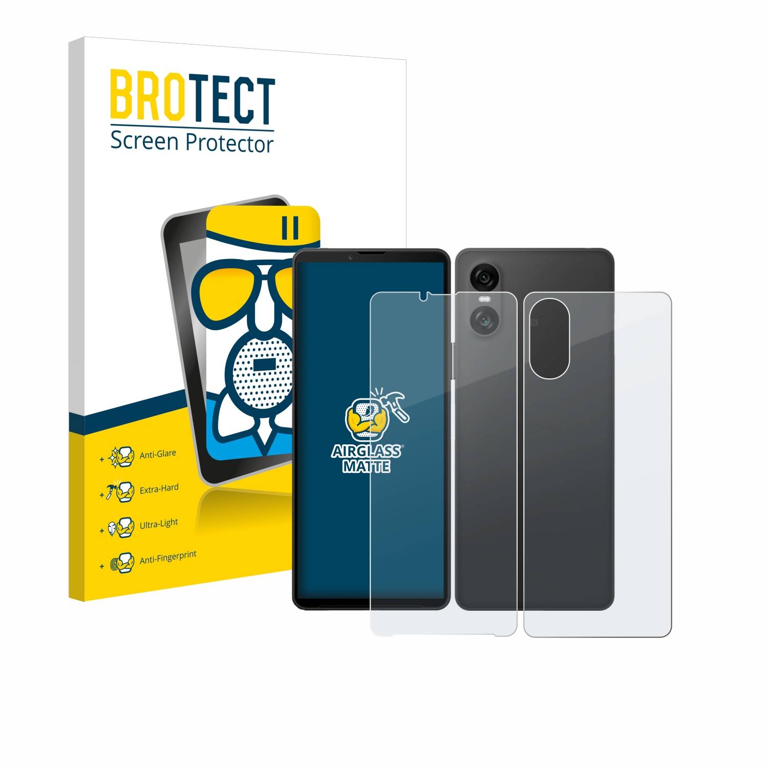 BROTECT AirGlass Matt Glas Schutz Folie für Sony Xperia 10 VI (Display+Rückseite)