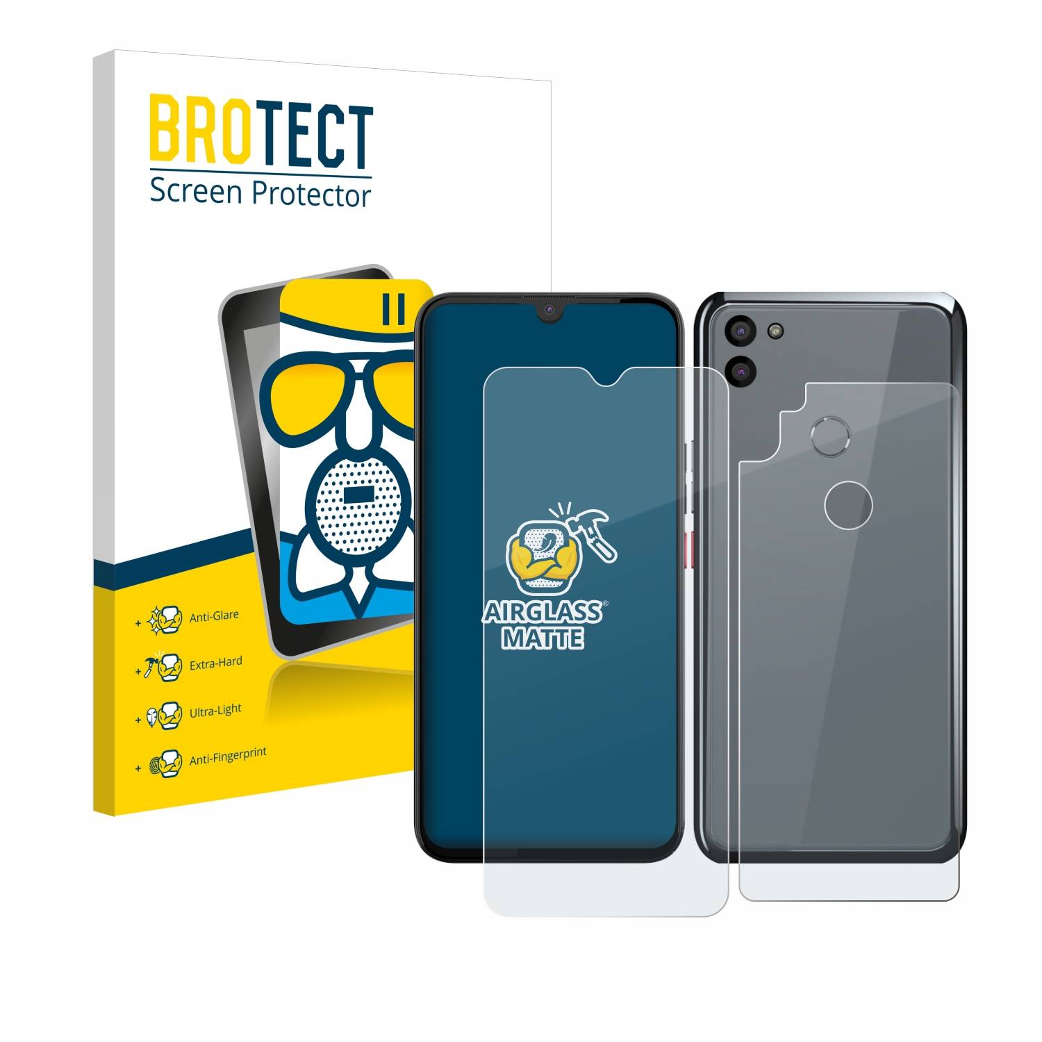 BROTECT AirGlass Matt Glas Panzer Folie für Gigaset GS5 PRO SE (Display+Rückseite)