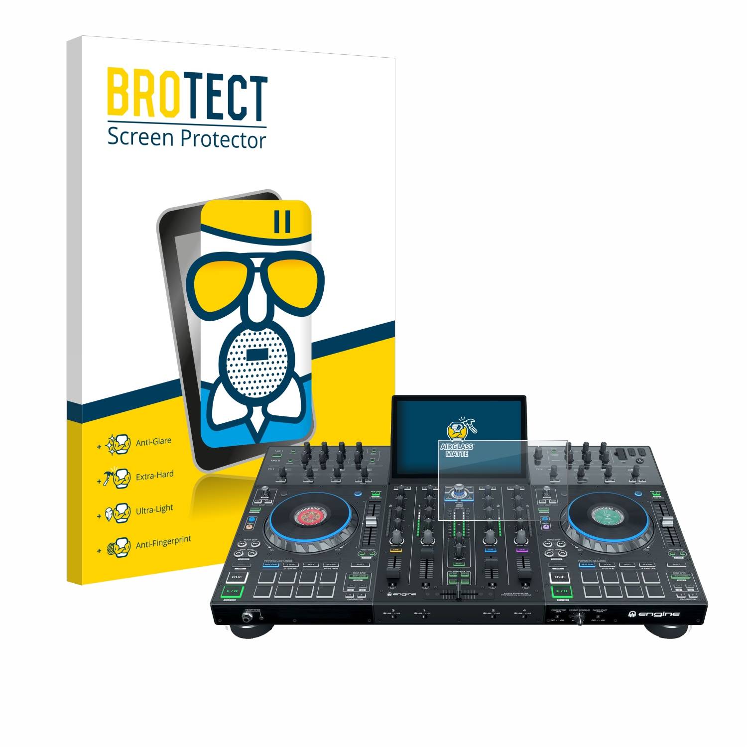 BROTECT AirGlass Flexible Schutz Glas Folie für Denon DJ Prime 4+ Matt Entspiegelt