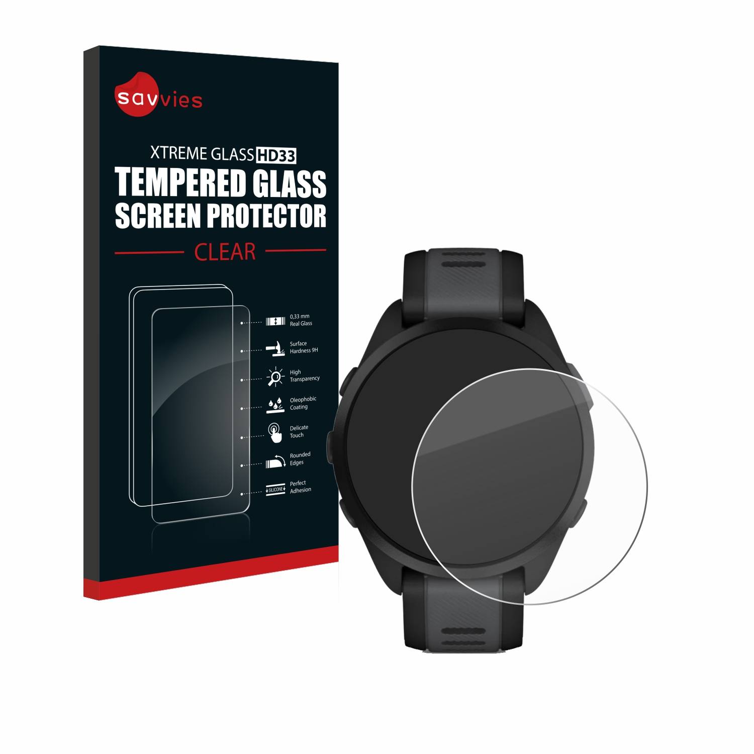 Savvies Clear Schutzglas für Garmin Forerunner 165