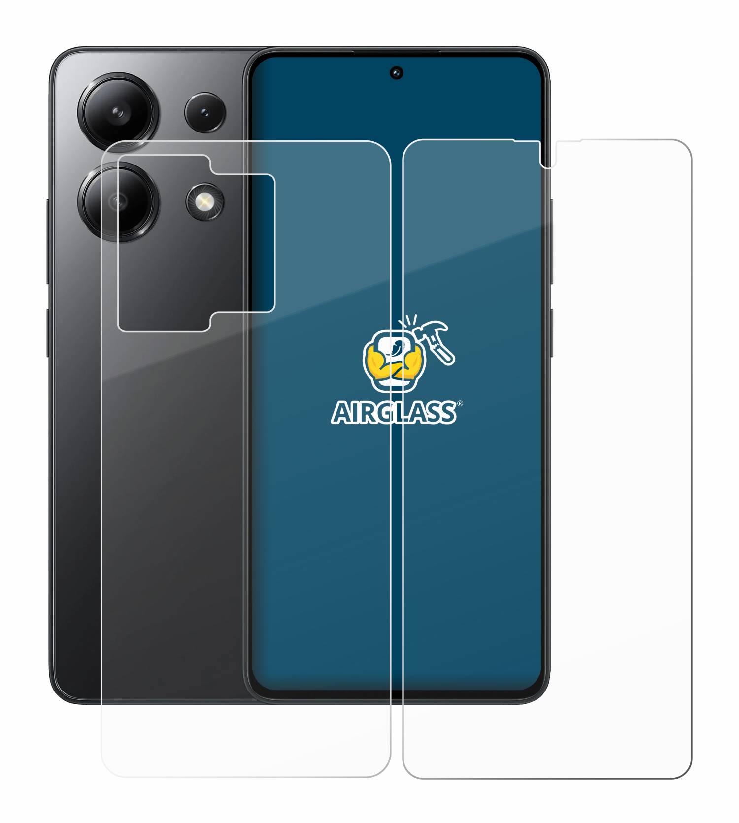 BROTECT AirGlass Glas Panzer-Folie für Xiaomi Redmi Note 13 (Display+Rückseite) - Schutzglas