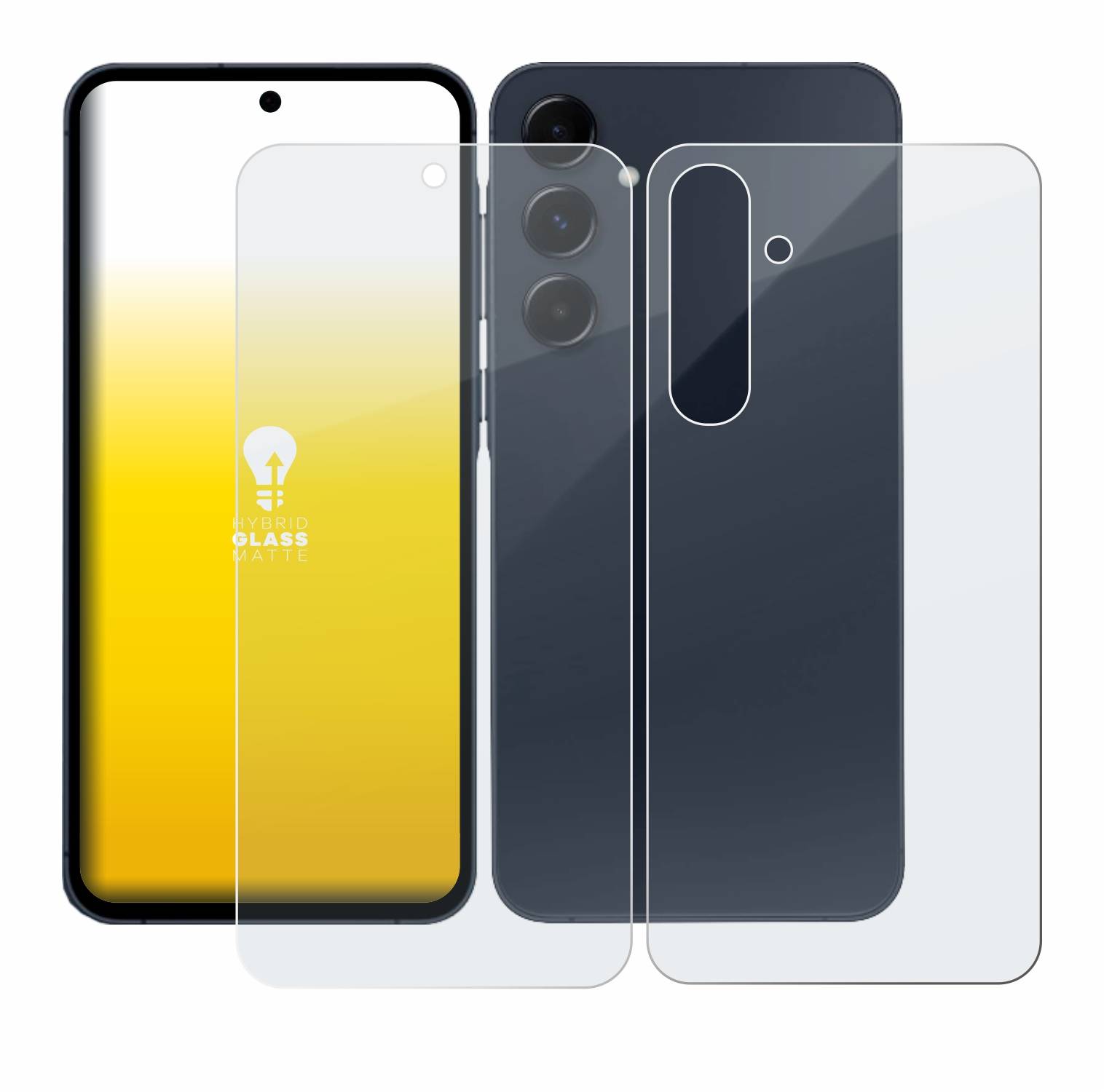 upscreen Hybrid Glas Matt Schutz-Folie für Samsung Galaxy A55 5G (Display+Rückseite)