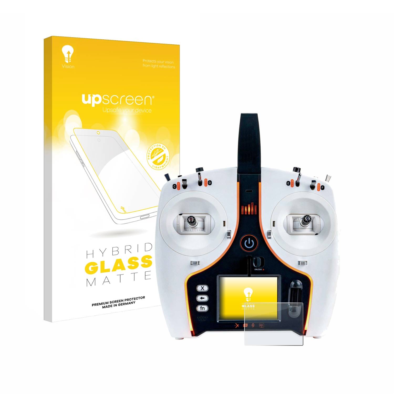 upscreen Hybrid Glas Matt Panzer-Folie für Spektrum NX7e 7-Channel DSMX Transmitter