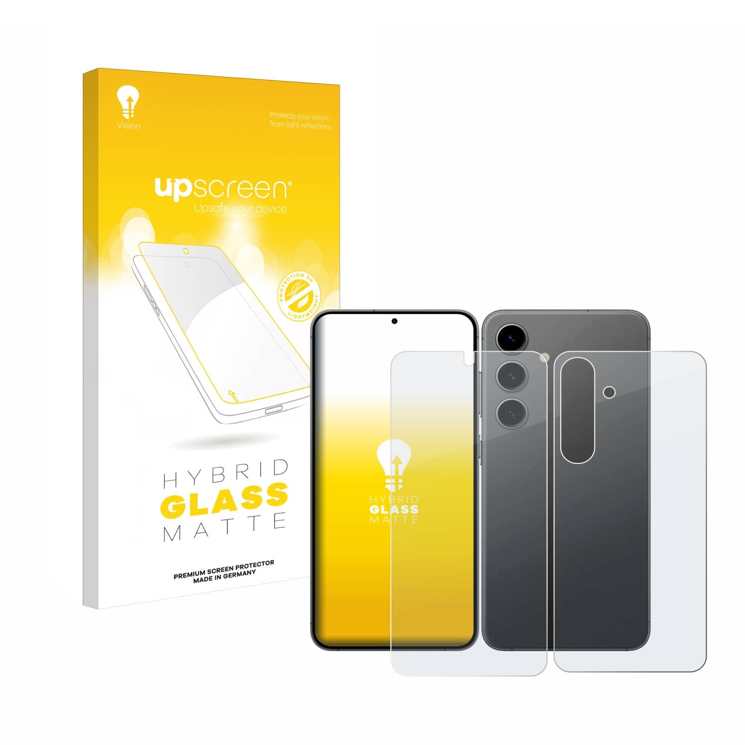 upscreen Hybrid Glas Matt Schutz-Folie für Samsung Galaxy S24 (Display+Rückseite)