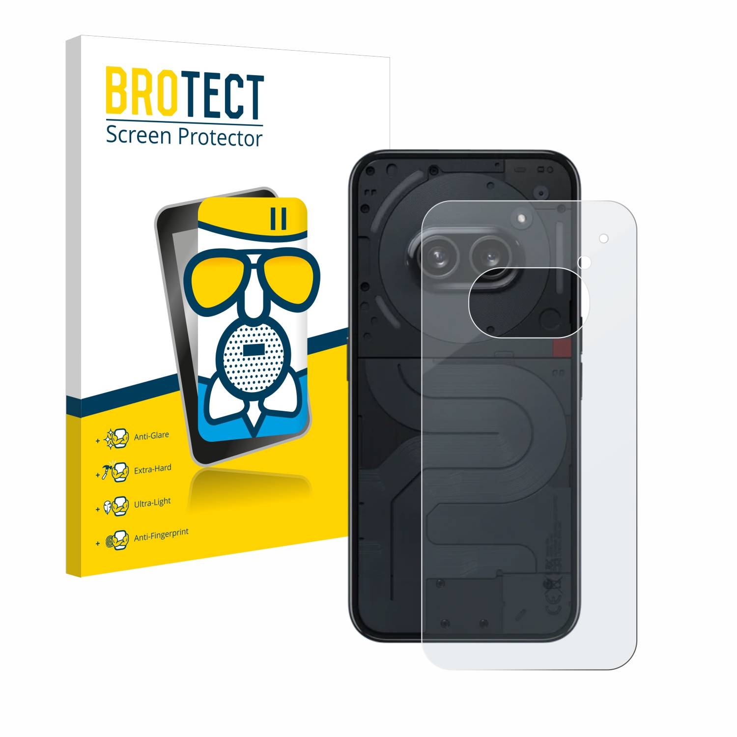 BROTECT AirGlass Flexible Schutz Glas Folie für Nothing Phone (2a) (Rückseite) Matt Entspiegelt