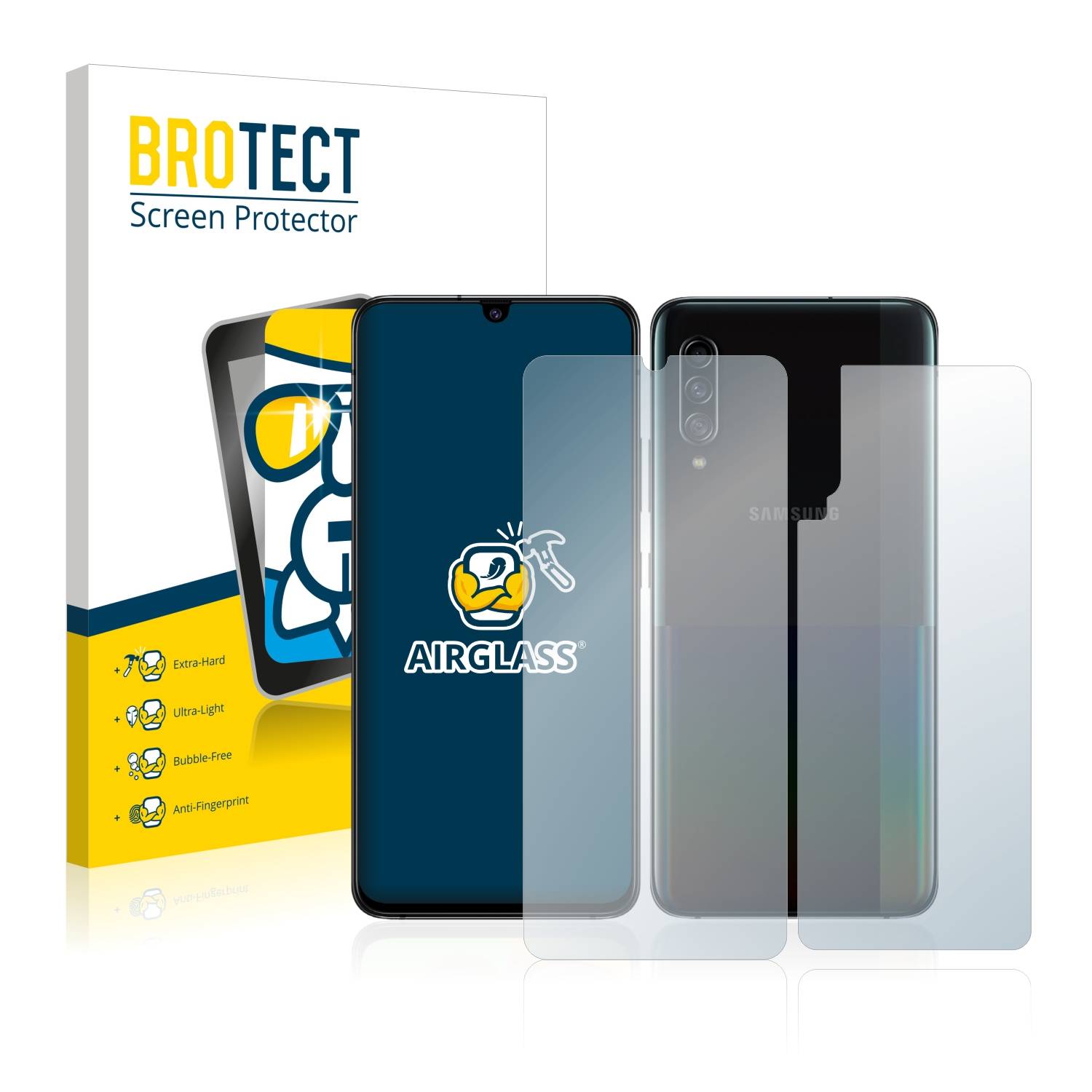 BROTECT AirGlass Glas Schutz-Folie für Samsung Galaxy A90 5G (Display+Rückseite) - Schutzglas
