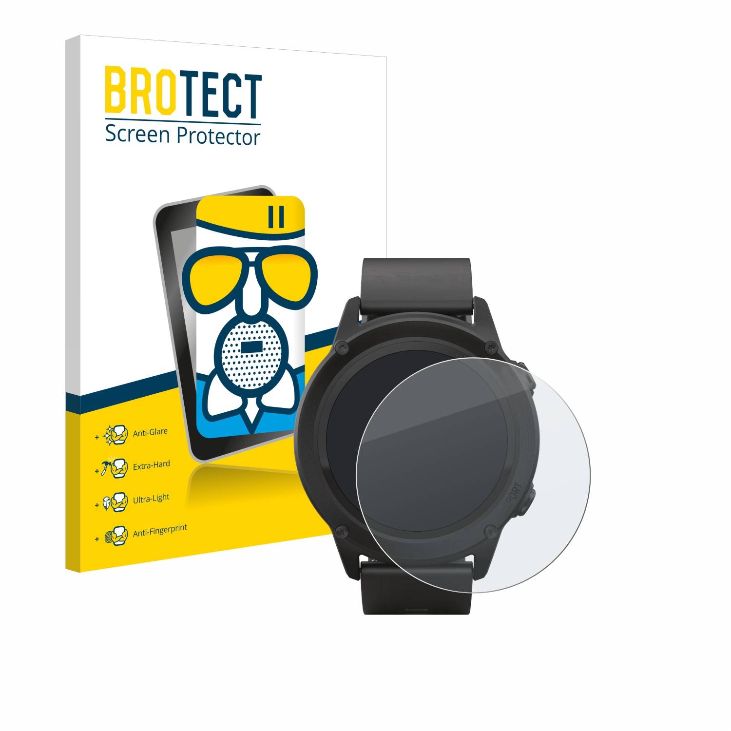 BROTECT AirGlass Matt Glas Panzer Folie für SilverCrest Fitness-Smartwatch