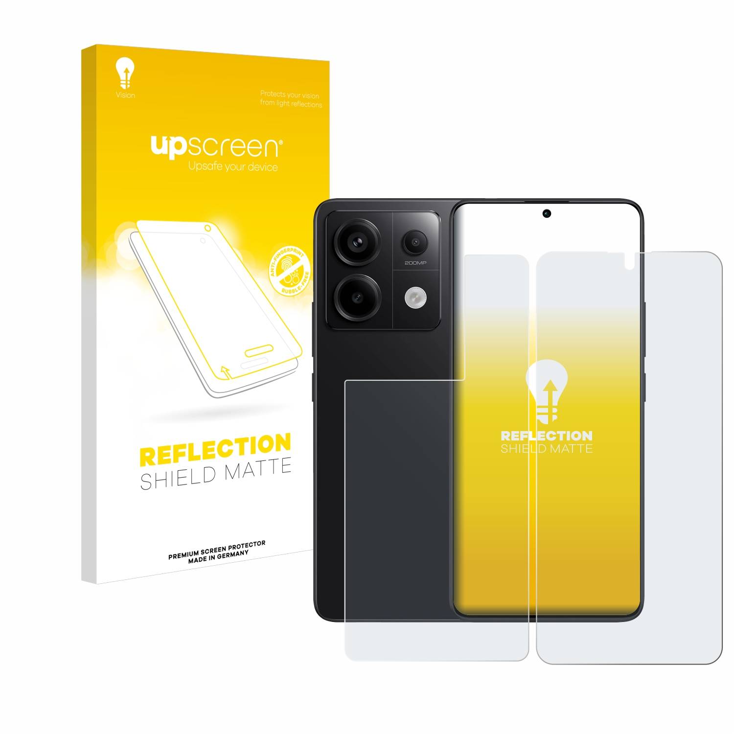 upscreen Reflection Shield Matt Schutzfolie für Xiaomi Redmi Note 13 Pro 5G (Display+Rückseite)