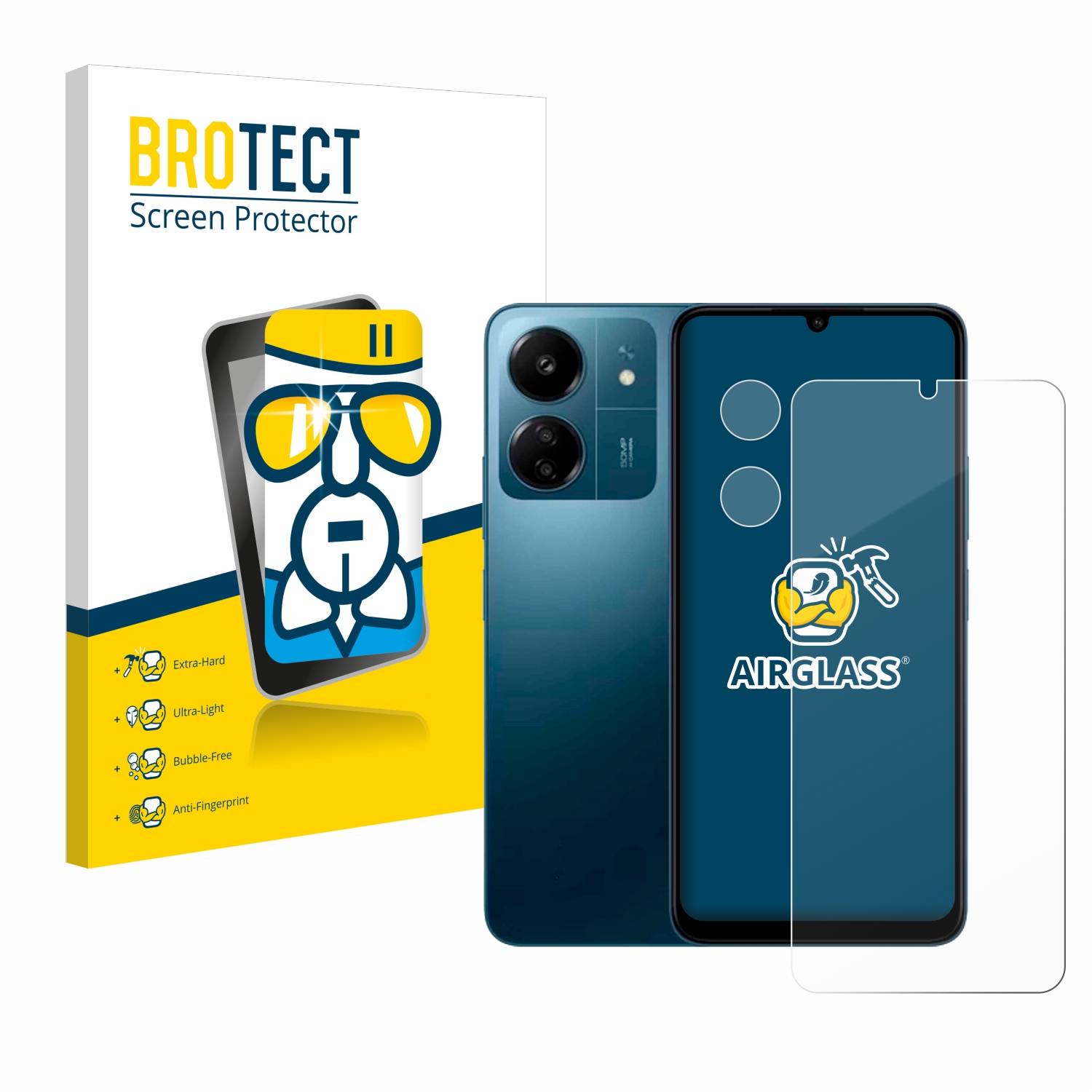BROTECT AirGlass Glas Schutz-Folie für Xiaomi Redmi 13C (Display+Kamera) - Schutzglas