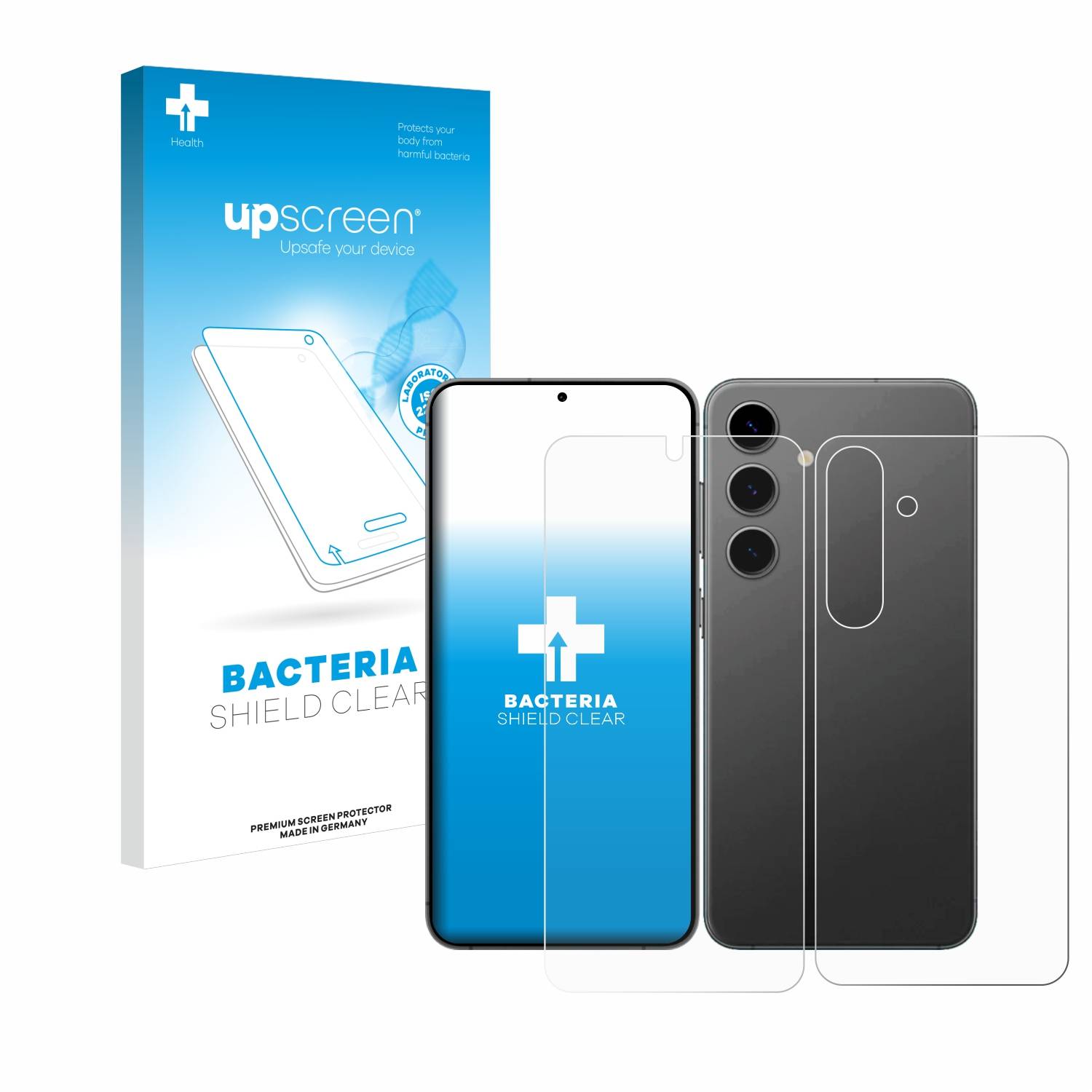 upscreen Bacteria Shield Schutzfolie für Samsung Galaxy S24 Enterprise Edition (Display+Rückseite) - Antibakteriell