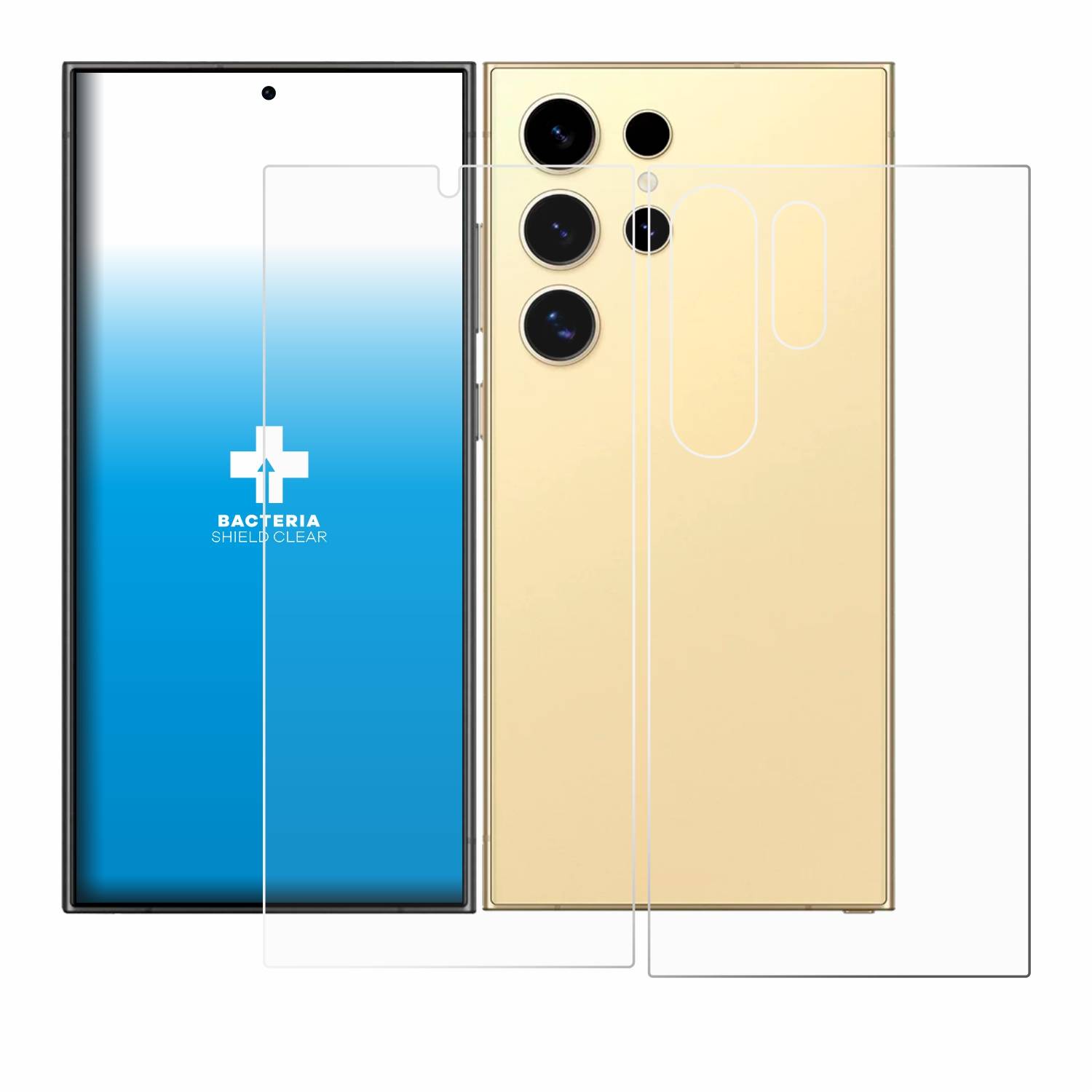 upscreen Bacteria Shield Schutzfolie für Samsung Galaxy S24 Ultra (case-friendly) (Display+Rückseite) - Antibakteriell