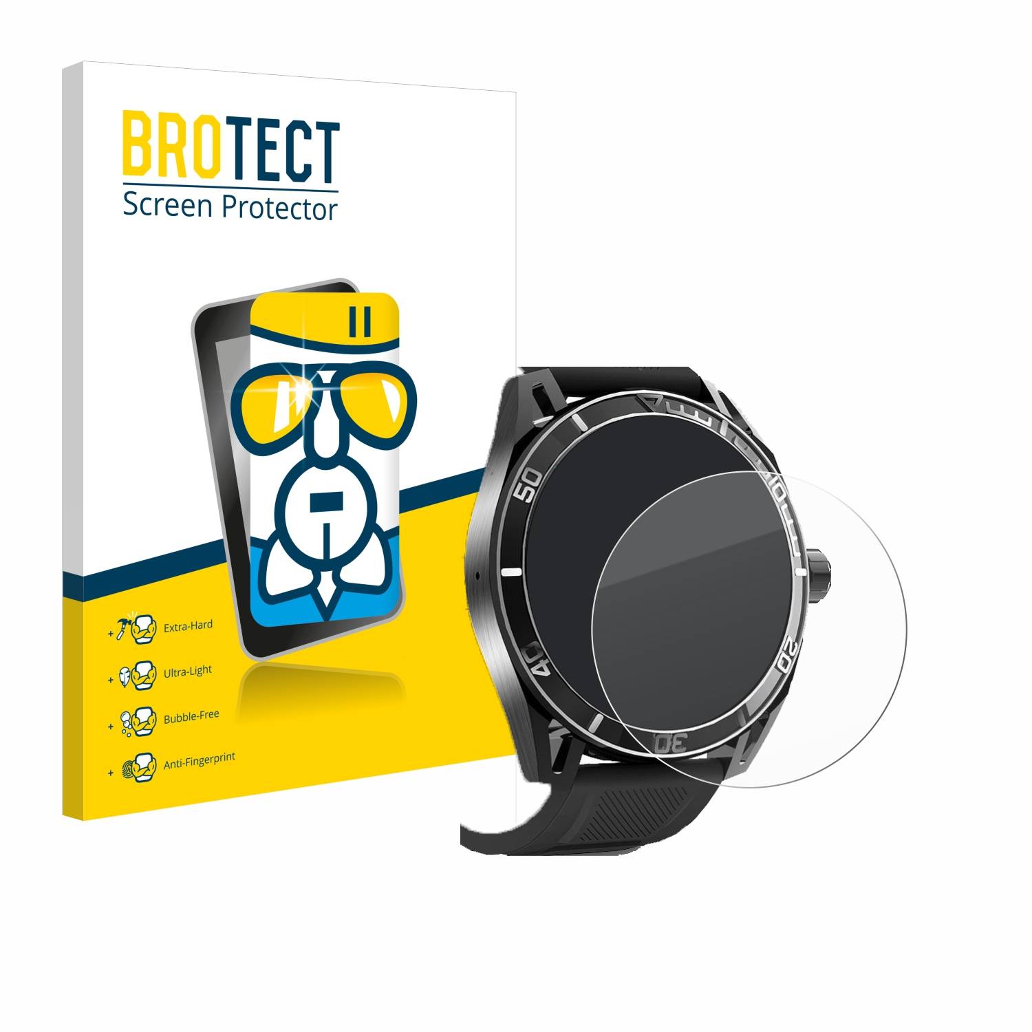 BROTECT AirGlass Glas Panzer-Folie für Yuede Smartwatch 1.43 (rund) - Schutzglas
