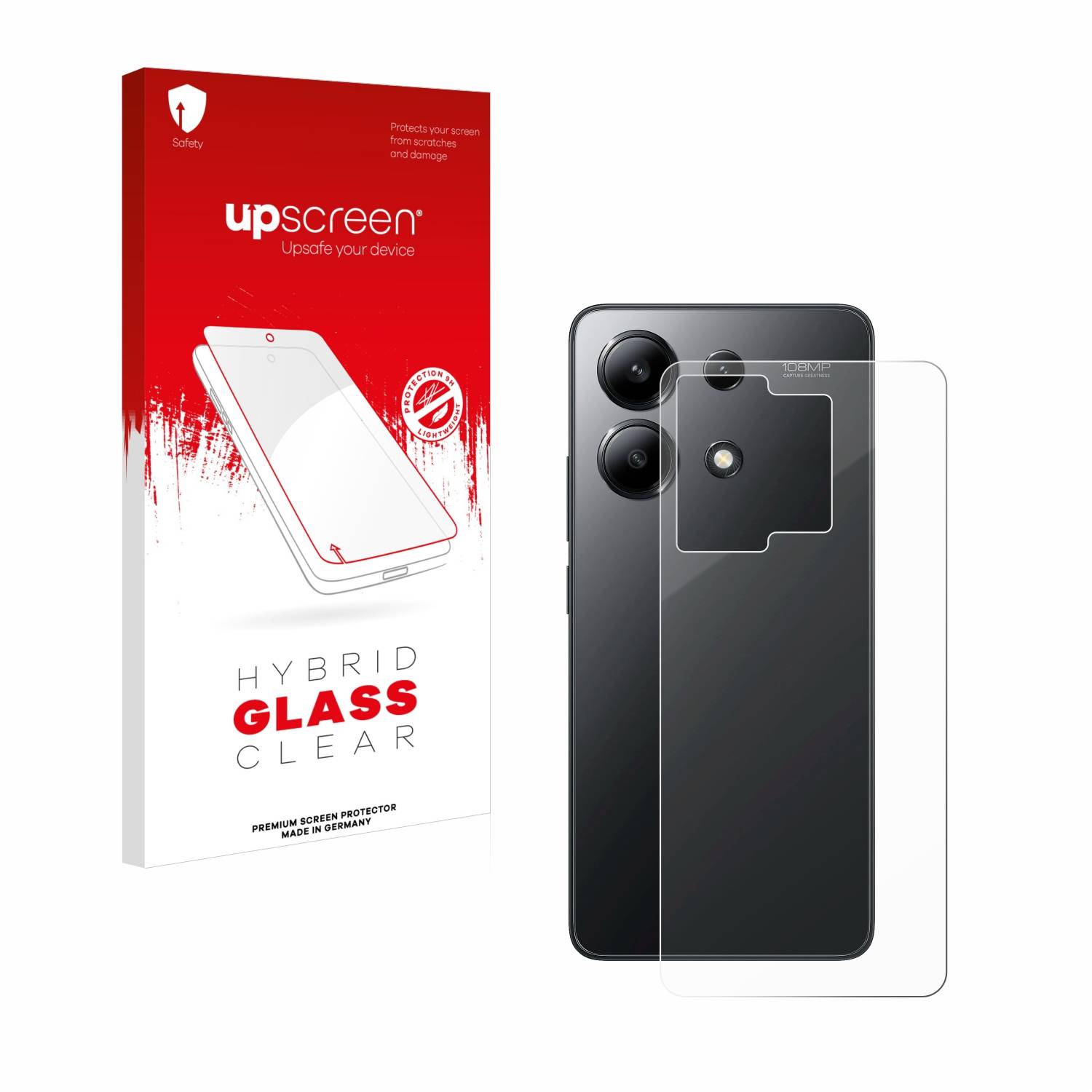 upscreen Hybrid Glas Schutz-Folie für Xiaomi Redmi Note 13 4G (Rückseite)