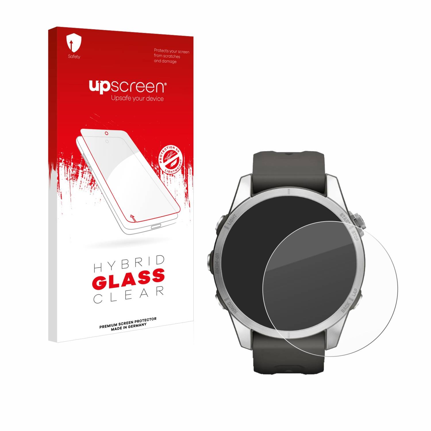 upscreen Hybrid Glas Panzer-Folie für Garmin Fenix 7S Pro Solar (42 mm)