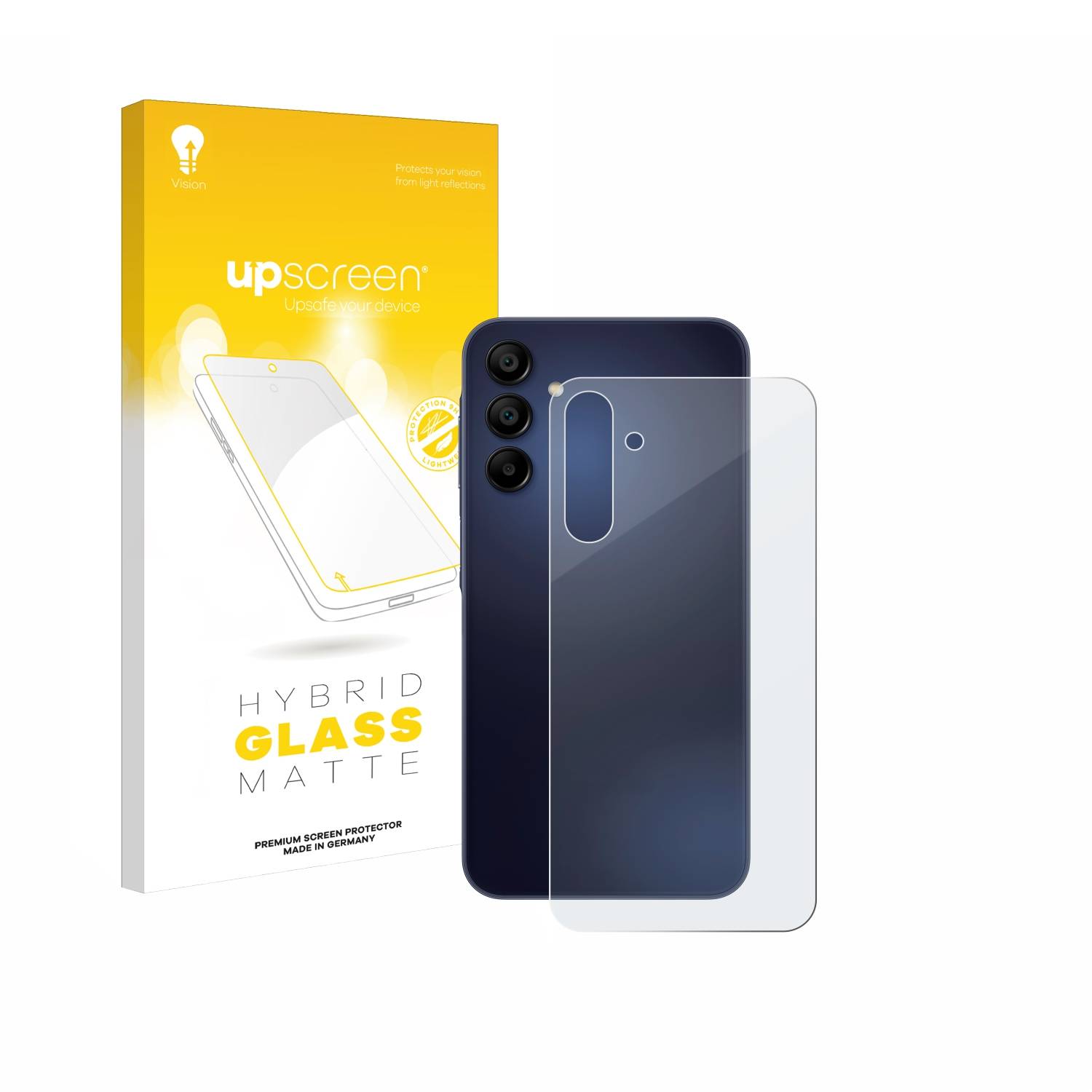 upscreen Hybrid Glas Matt Schutz-Folie für Samsung Galaxy A15 (Rückseite)