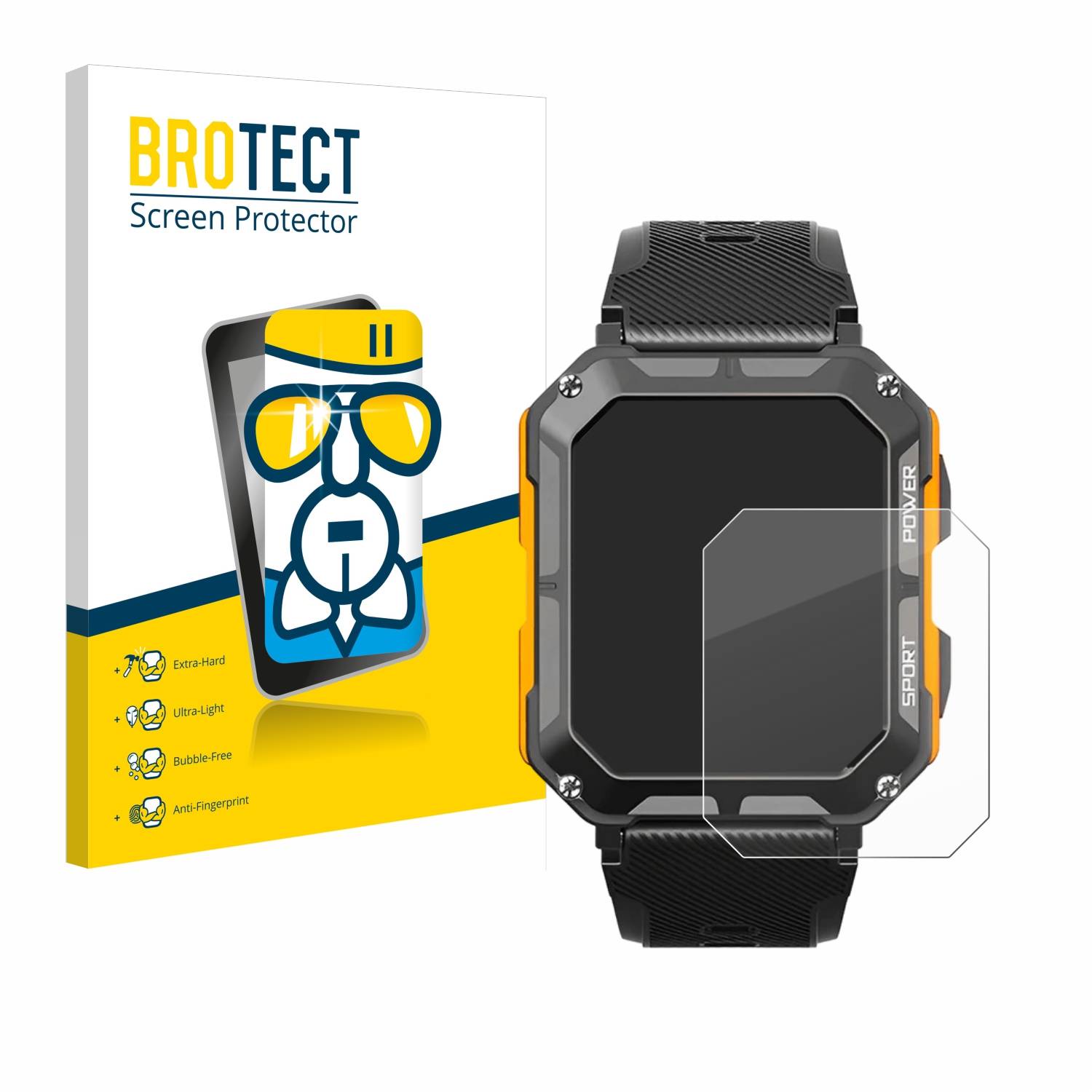 BROTECT AirGlass Glas Panzer-Folie für Njord Gear The Indestructible Smartwatch - Schutzglas