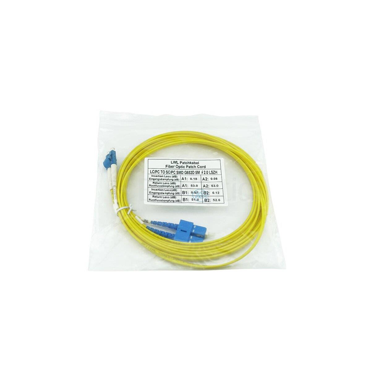 BLUEOPTICS - CAB-SMF-LC-SC-0.5 kompatibles LC-SC Singlemode Patchkabel 0.5 Meter