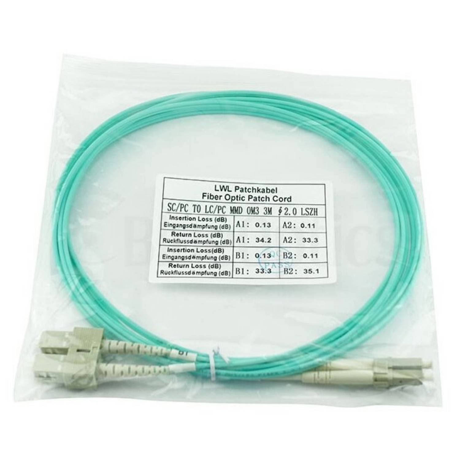BlueOptics 055702T512000007.5M kompatibles LC-SC Multimode OM3 Patchkabel 7.5 Me