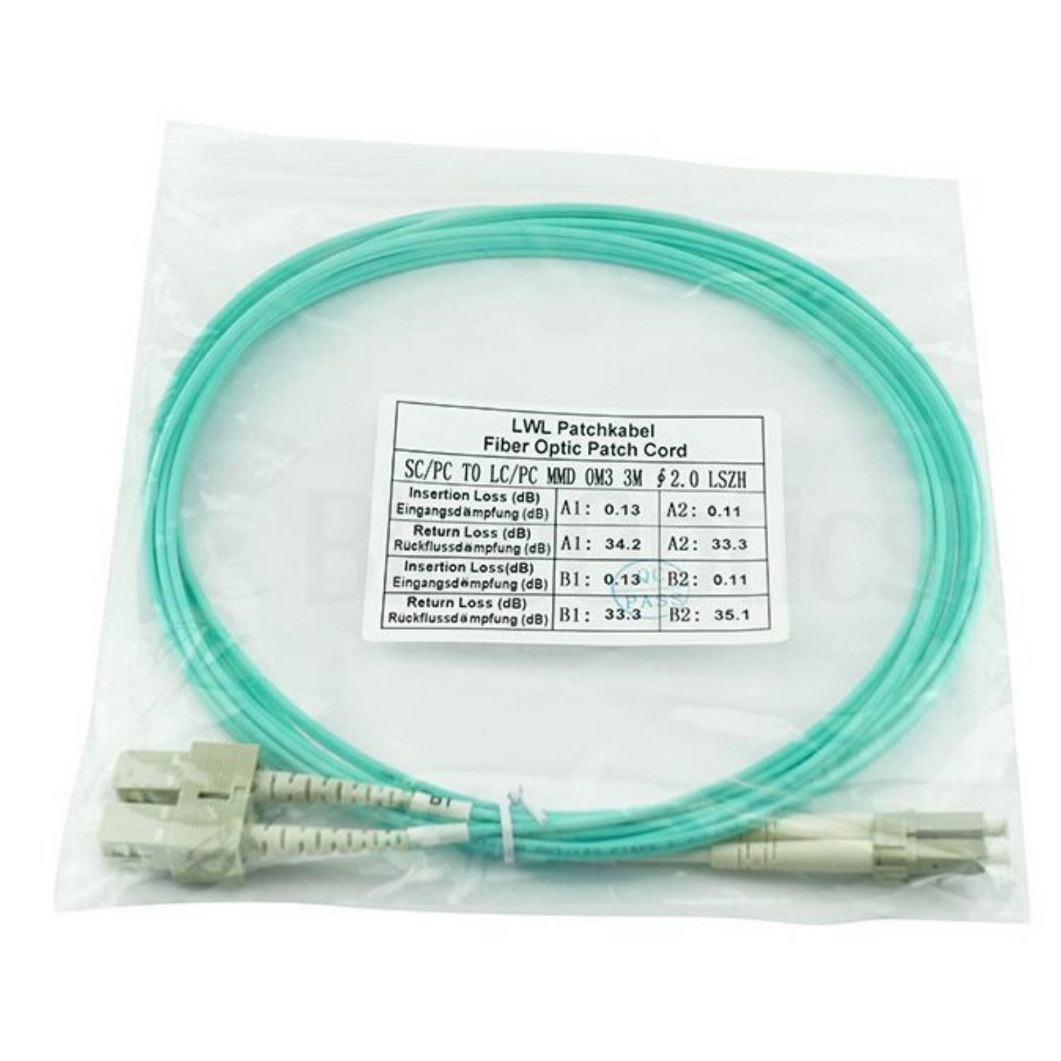 BlueOptics 055702K512000015M kompatibles LC-SC Multimode OM3 Patchkabel 15 Meter