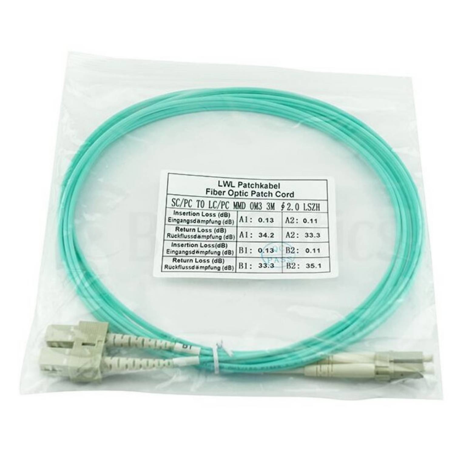 BlueOptics 055702K512000001M kompatibles LC-SC Multimode OM3 Patchkabel 1 Meter