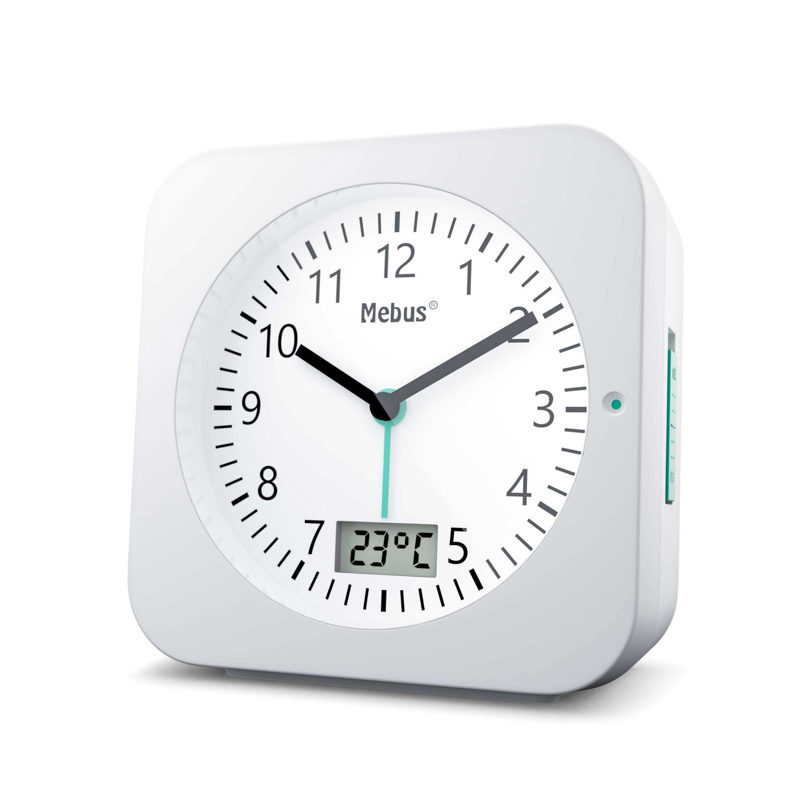Mebus 25610, Digitaler Wecker, Weiß, 12 h, F, °C, Radio/Summer, Analog