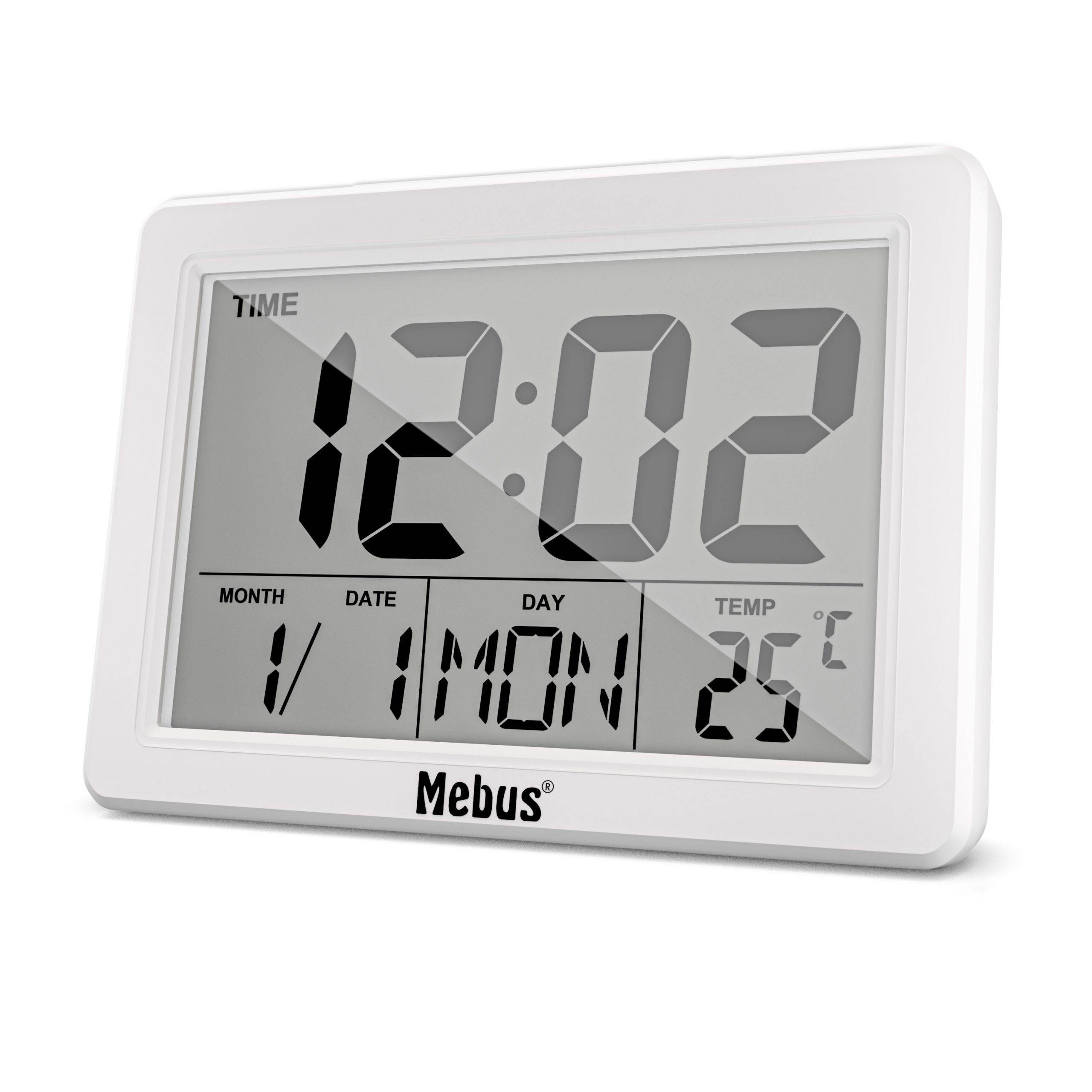 Mebus 25738, Quarzwecker, Rechteck, Weiß, 12/24 h, F, °C, Weiß