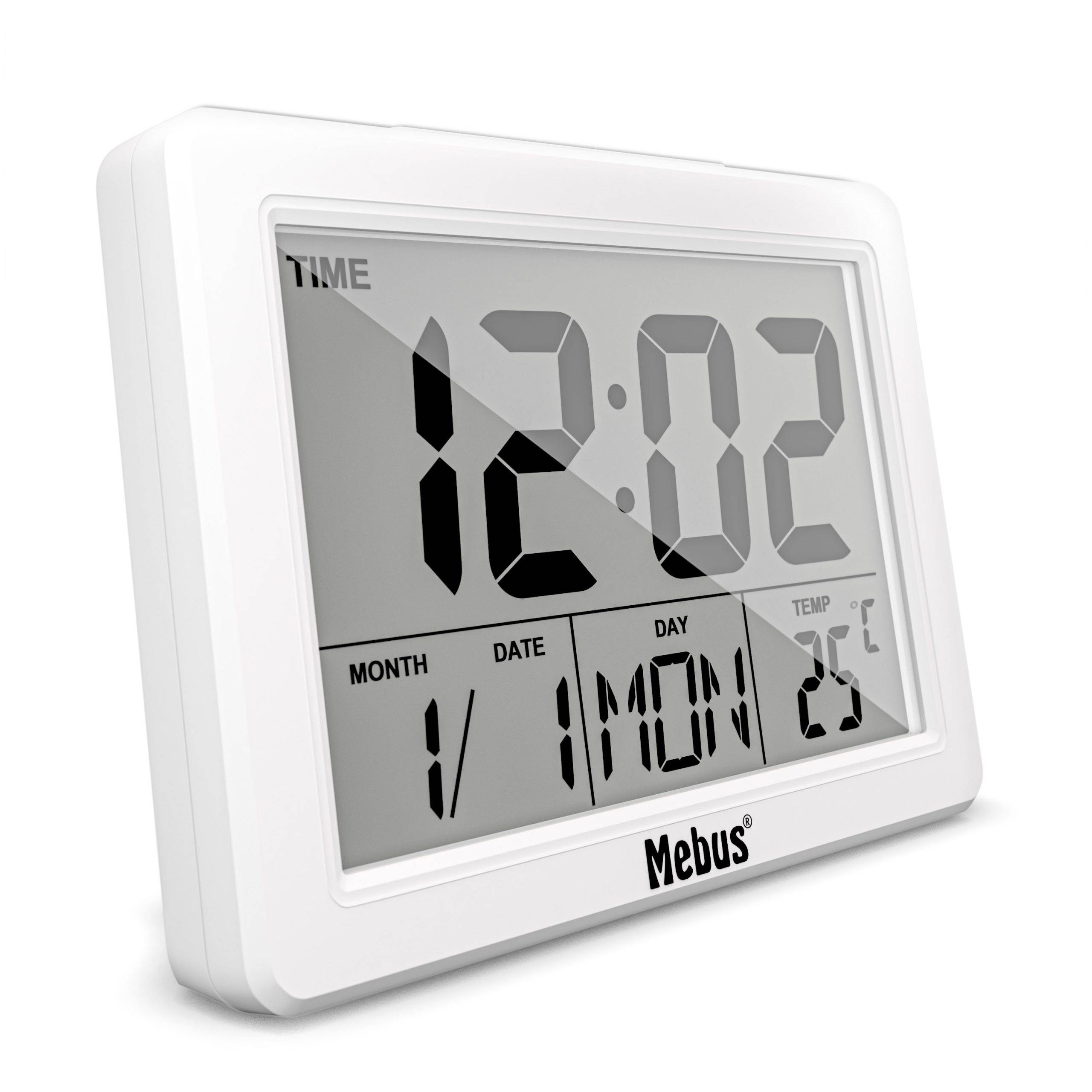 Mebus 25738, Quarzwecker, Rechteck, Weiß, 12/24 h, F, °C, Weiß