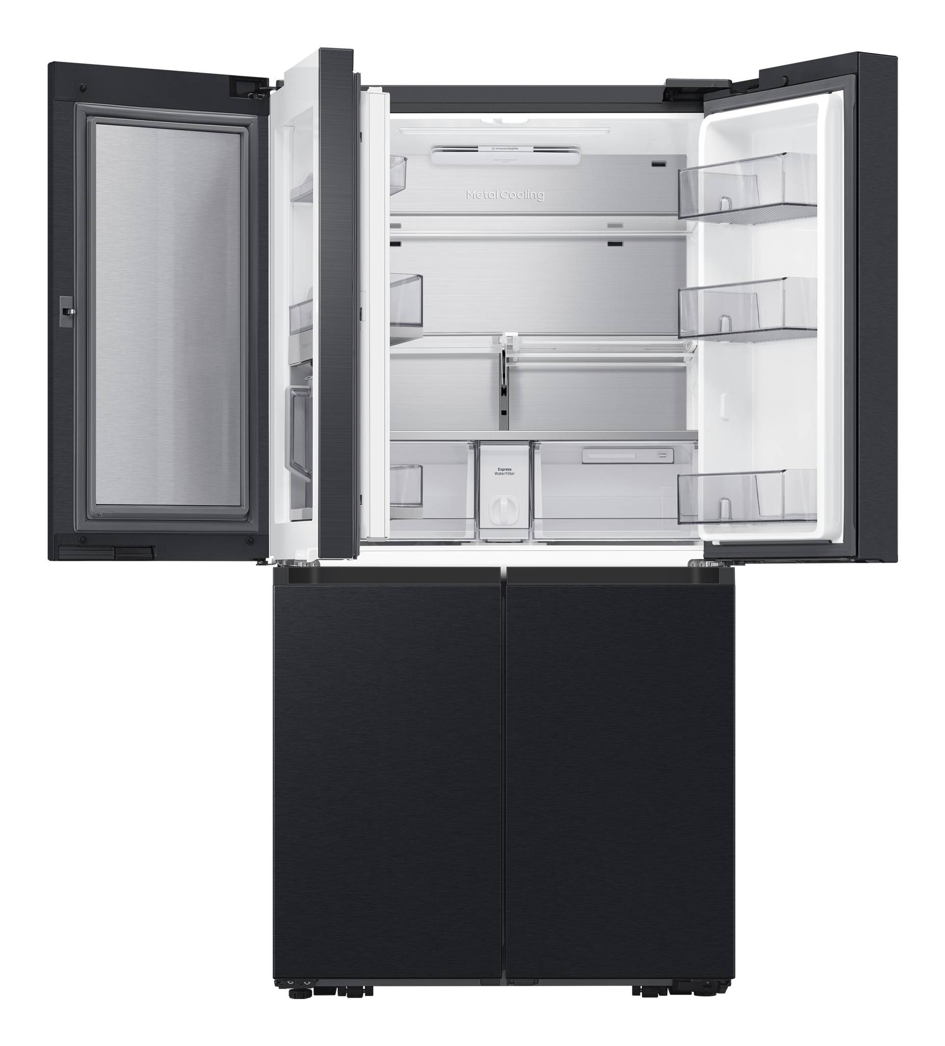 Samsung 4-Türen French Door mit Beverage Center und Festwasseranschluss, Freistehend, French door, Schwarz, Black DOI,