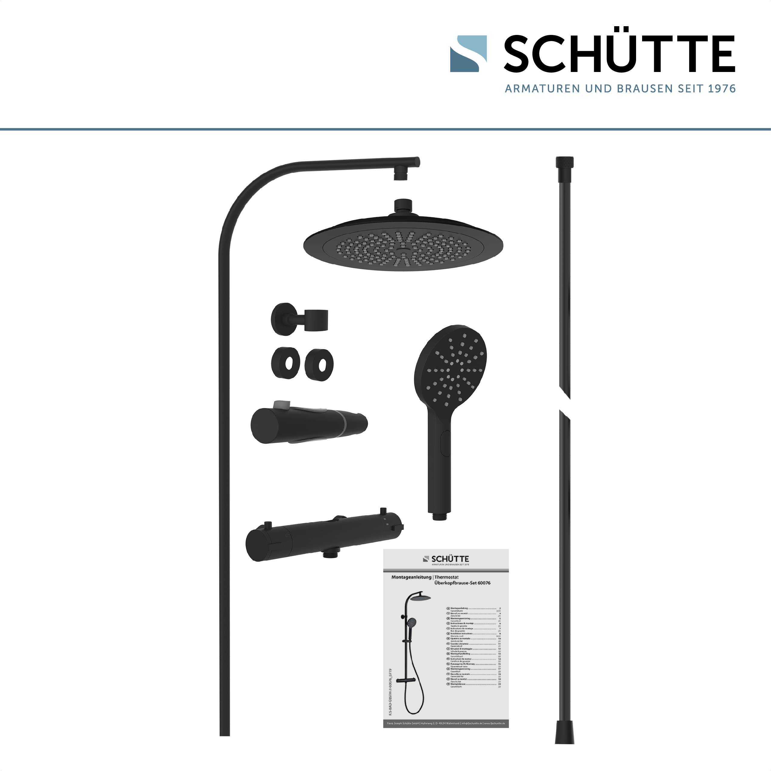 MADURA FRESH Überkopfbrause-Set, Schwarz matt