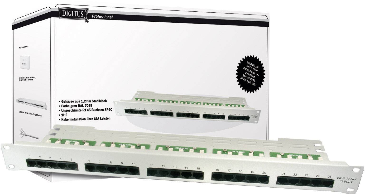 DIGITUS - CAT 3 ISDN Patch Panel, ungeschirmt