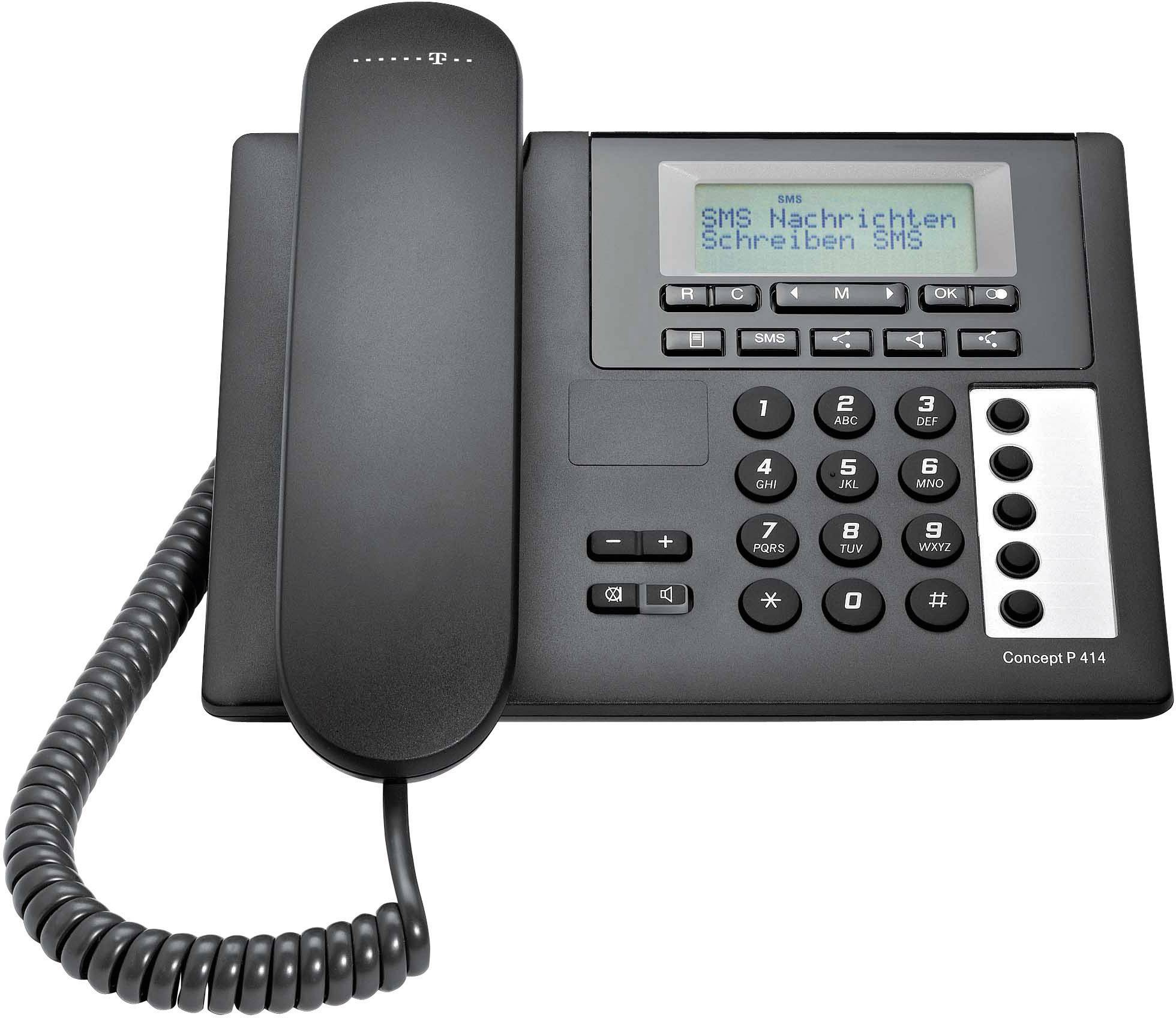 Telekom Concept P414 Schnurgebundenes Telefon, analog Freisprechen Schwarz