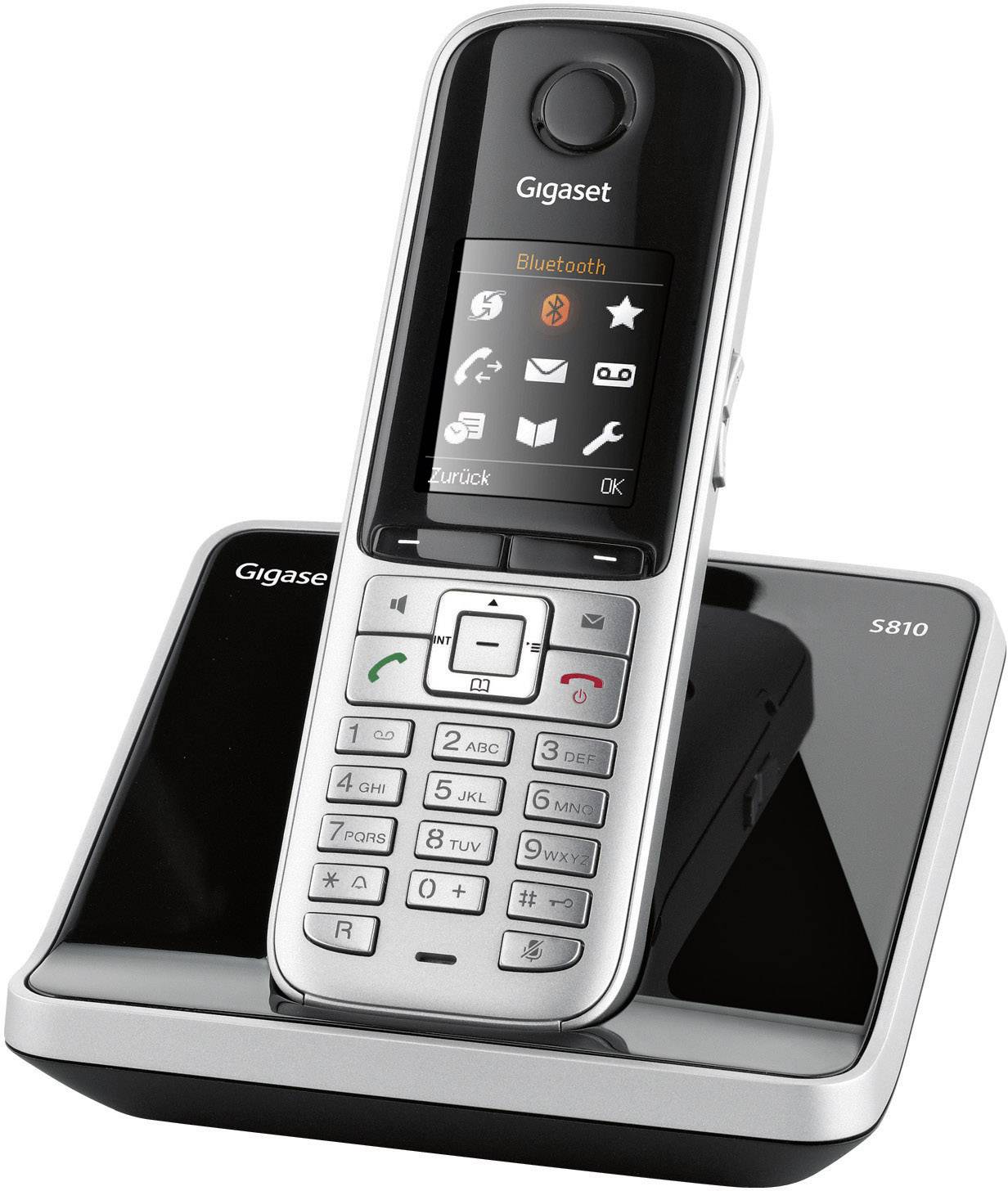 Gigaset S810 DECT, GAP, Bluetooth® Schnurloses Telefon analog Bluetooth, Headsetanschluss Schwarz, Silber