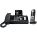 Gigaset DL500A + C610H Schnurgebundenes Telefon, analog inkl. Mobilteil, Anrufbeantworter Farbdisplay Schwarz