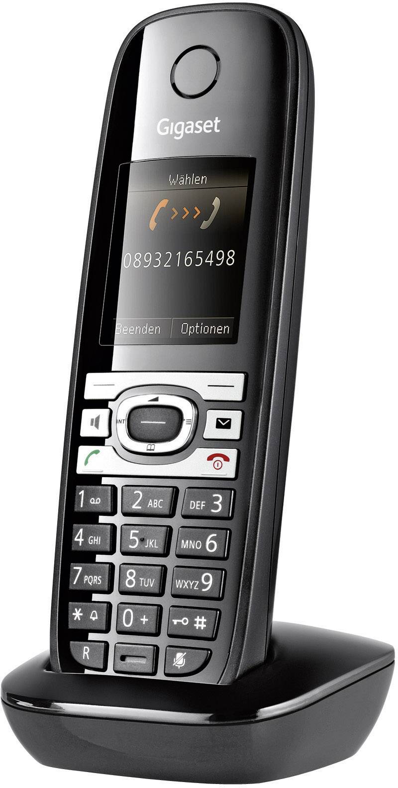 Gigaset DL500A + C610H Schnurgebundenes Telefon, analog inkl. Mobilteil, Anrufbeantworter Farbdisplay Schwarz