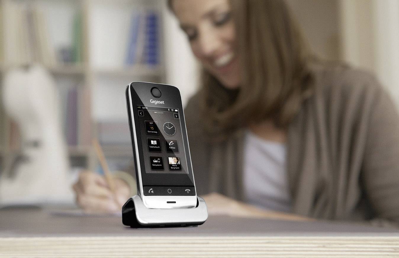 Gigaset SL910A DECT, GAP, Bluetooth® Schnurloses Telefon analog Anrufbeantworter, Touchscreen Edelstahl, Schwarz