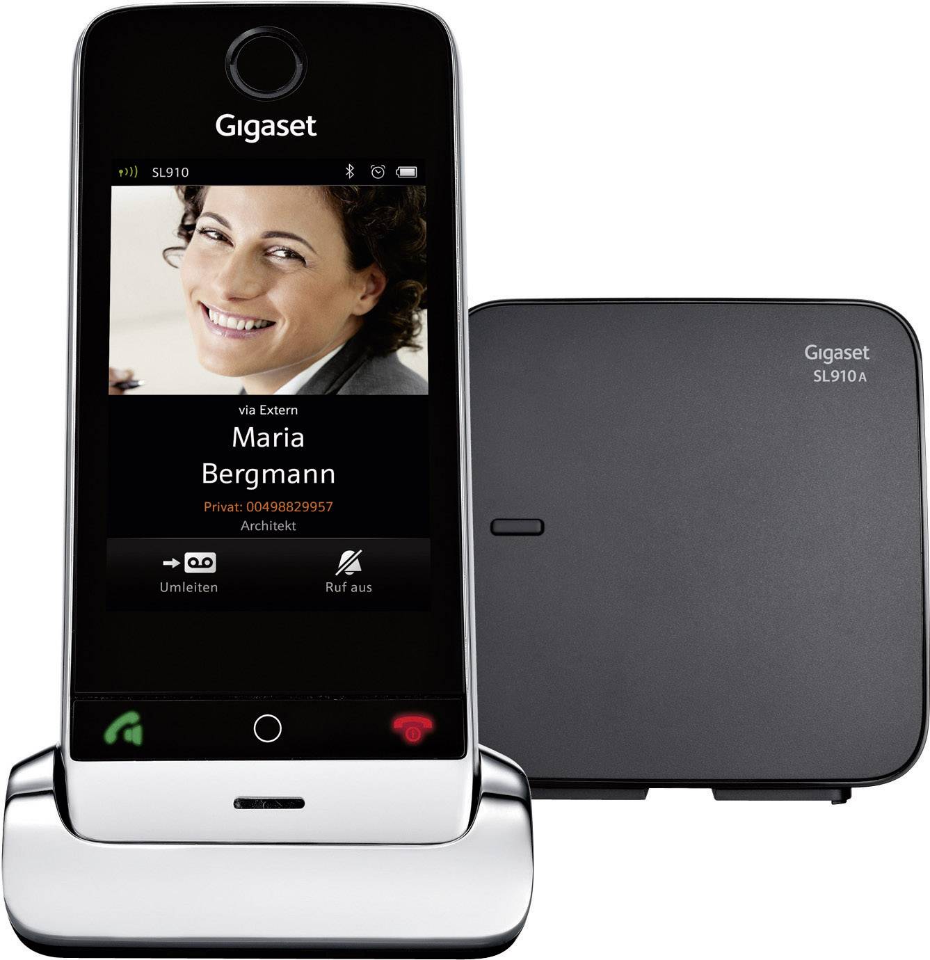 Gigaset SL910A DECT, GAP, Bluetooth® Schnurloses Telefon analog Anrufbeantworter, Touchscreen Edelstahl, Schwarz
