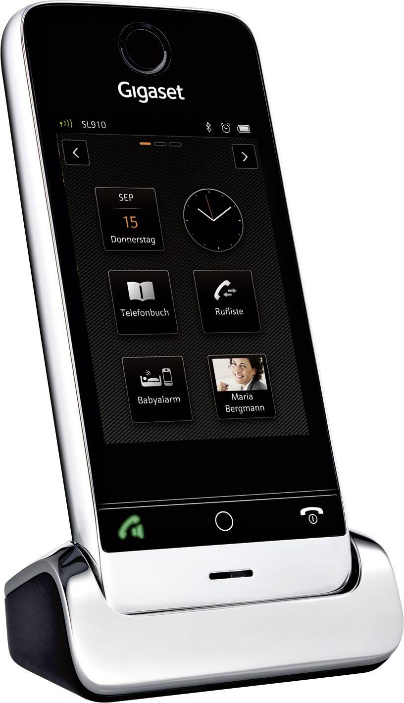 Gigaset SL910A DECT, GAP, Bluetooth® Schnurloses Telefon analog Anrufbeantworter, Touchscreen Edelstahl, Schwarz