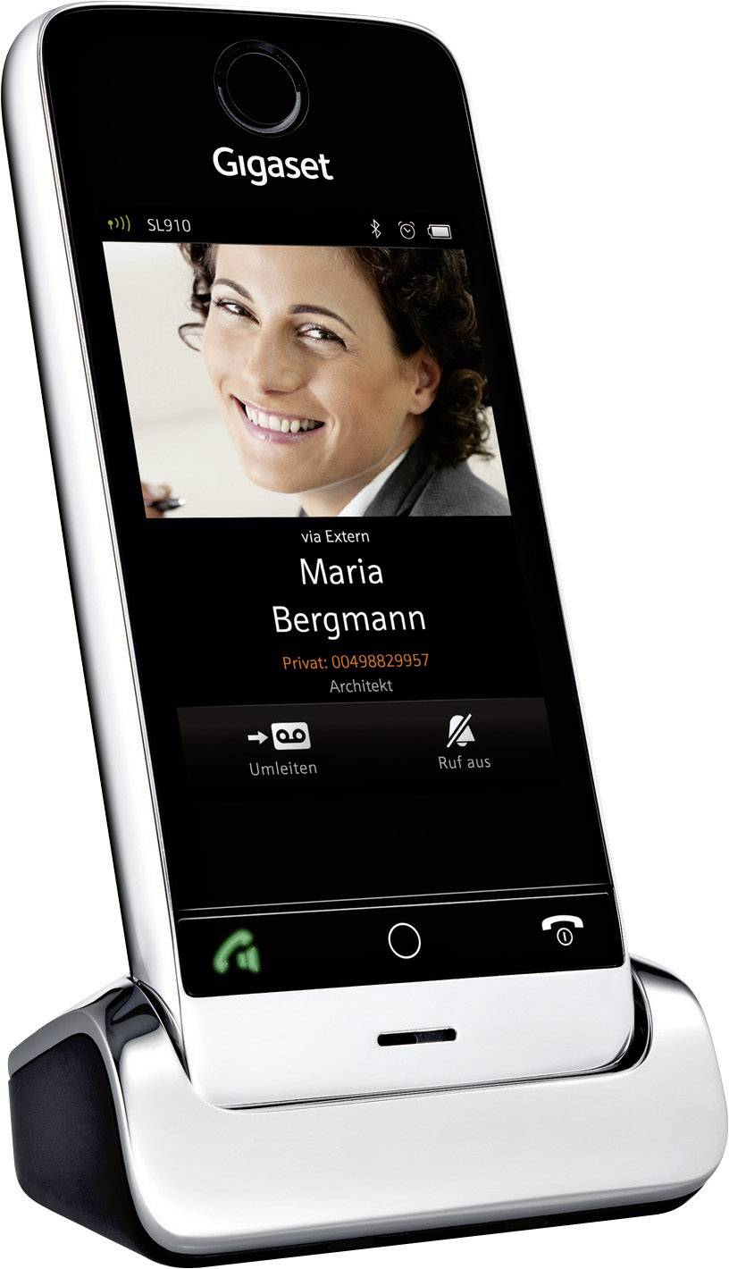 Gigaset SL910A DECT, GAP, Bluetooth® Schnurloses Telefon analog Anrufbeantworter, Touchscreen Edelstahl, Schwarz
