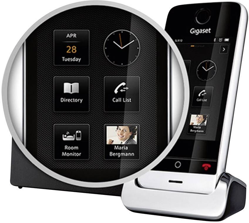 Gigaset SL910A DECT, GAP, Bluetooth® Schnurloses Telefon analog Anrufbeantworter, Touchscreen Edelstahl, Schwarz