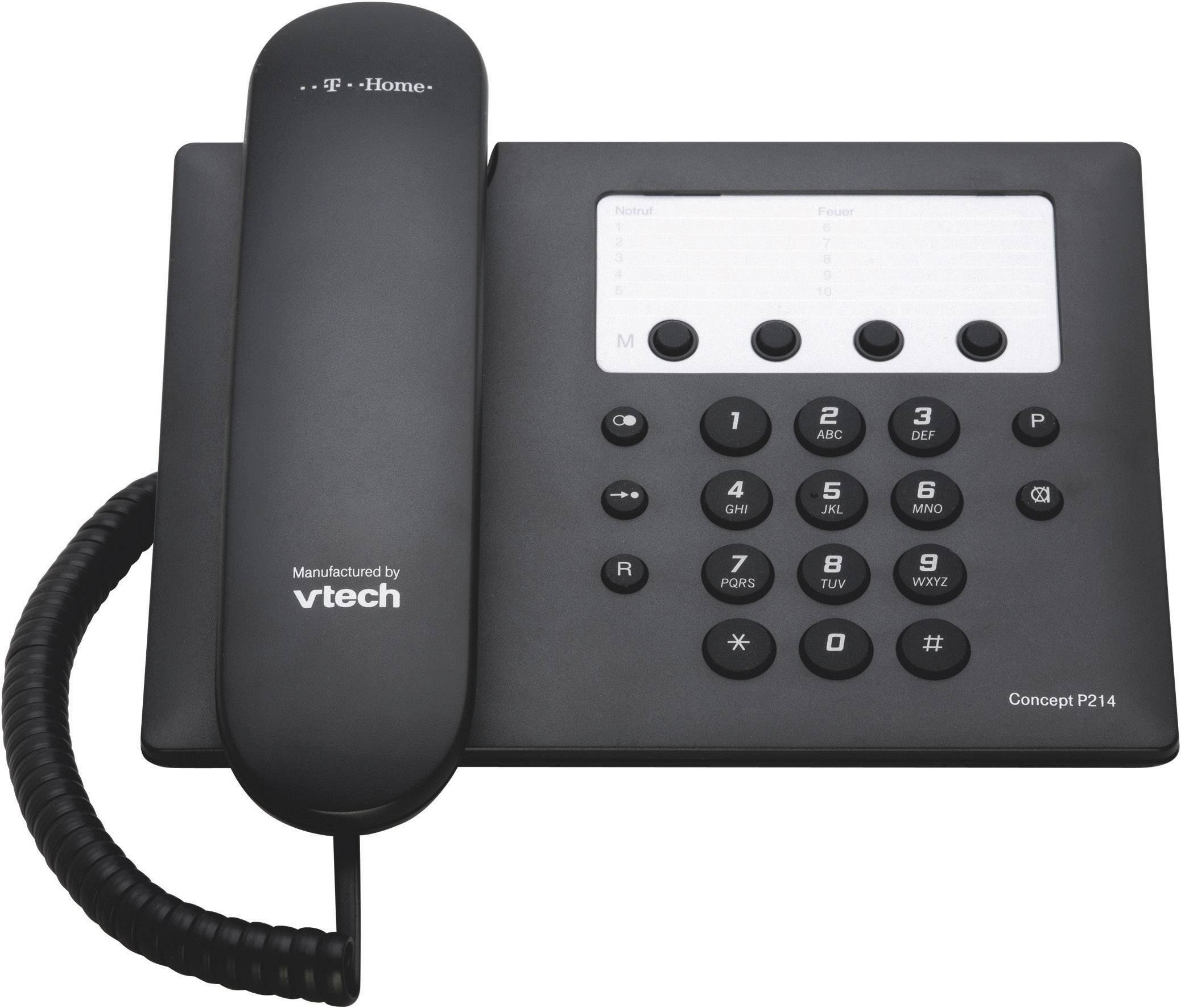 Telekom Concept P214 Schnurgebundenes Telefon, analog Freisprechen kein Display Schwarz