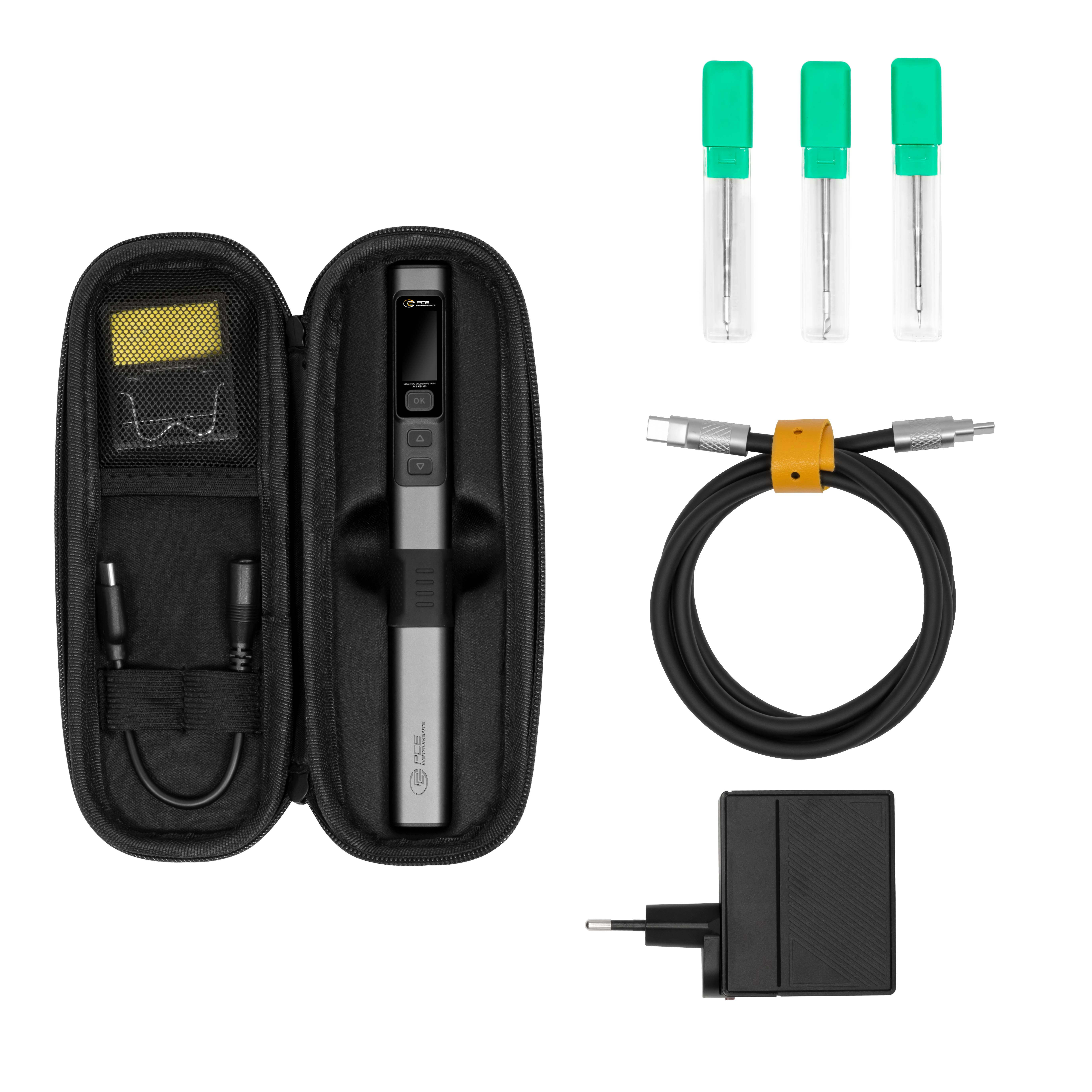 PCE Instruments Lötkolben PCE-ESI 420 |100...450°C |Leistung 100W |3 wechselbare Lötspitzen |Aufheizzeit unter 5s