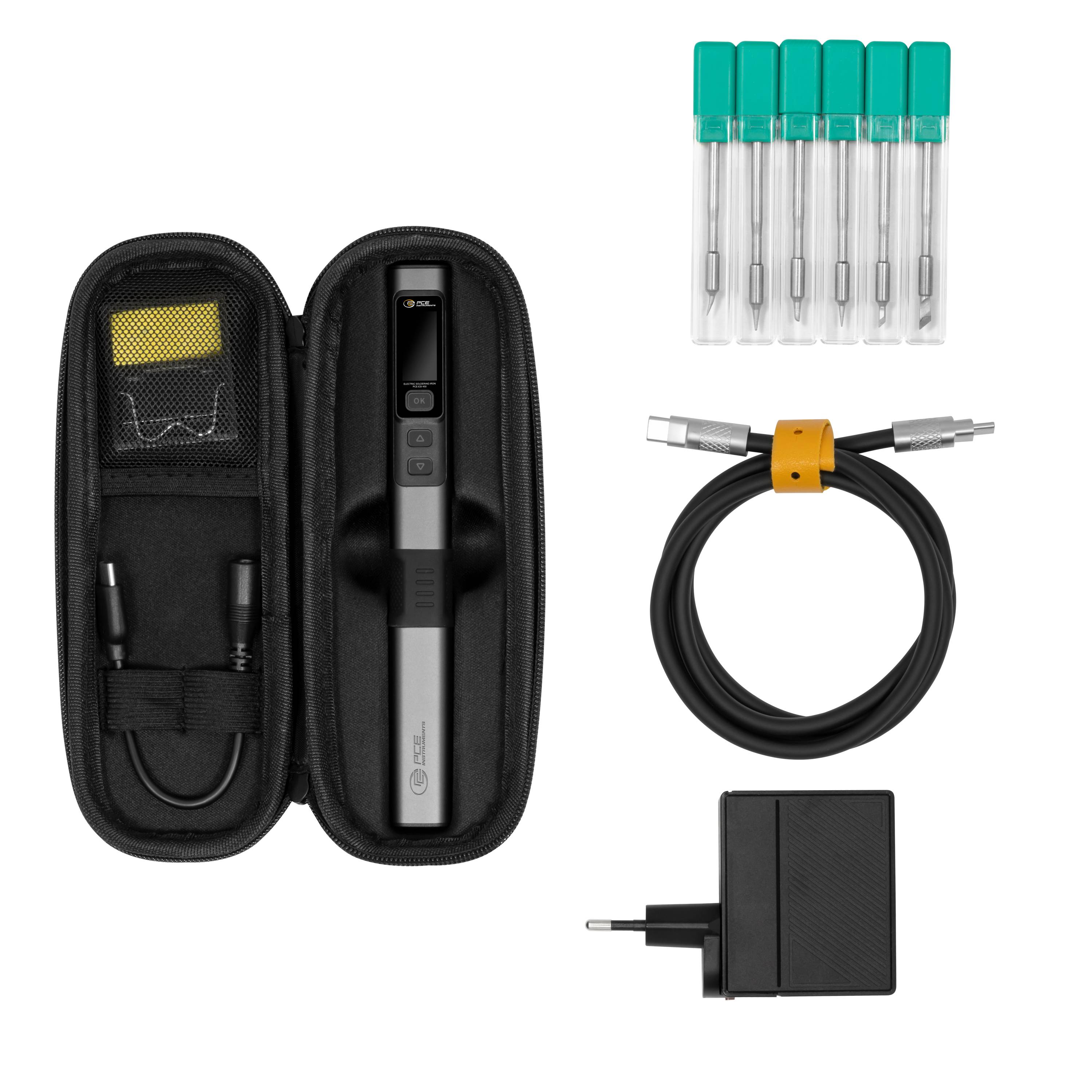 PCE Instruments Lötkolben PCE-ESI 450 |100 ... 450°C |Leistung 100W |6 wechselbare Lötspitzen |Aufheizzeit unter 5s