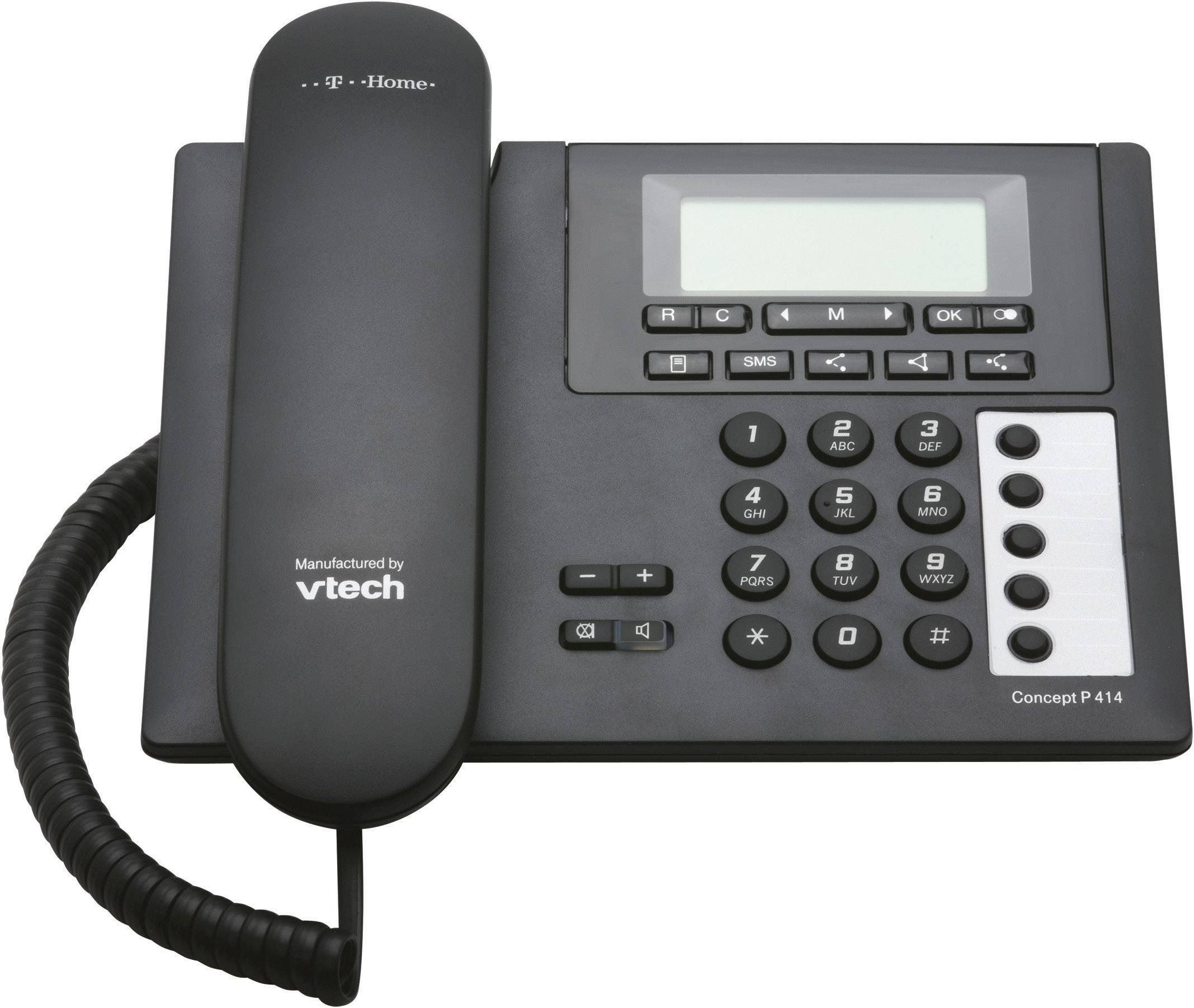 Telekom Concept PA 415 Schnurgebundenes Telefon, analog Anrufbeantworter, Freisprechen Beleuchtetes Display Schwarz