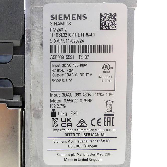 Siemens SINAMICS Power Modul (FS:07) PM240-2 (6SL3210-1PE11-8AL1)