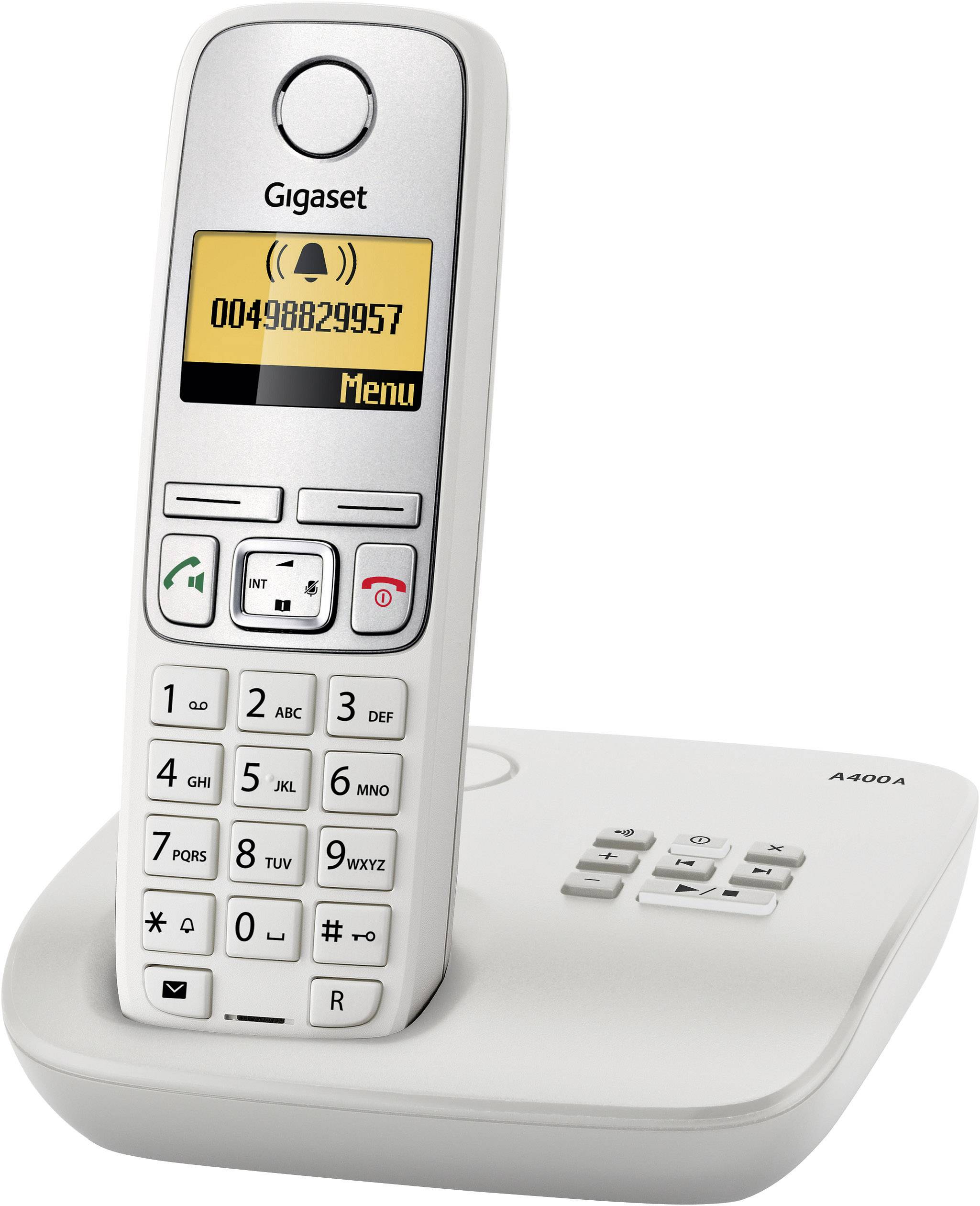 Gigaset A400A DECT, GAP Schnurloses Telefon analog Anrufbeantworter Hellgrau, Silber