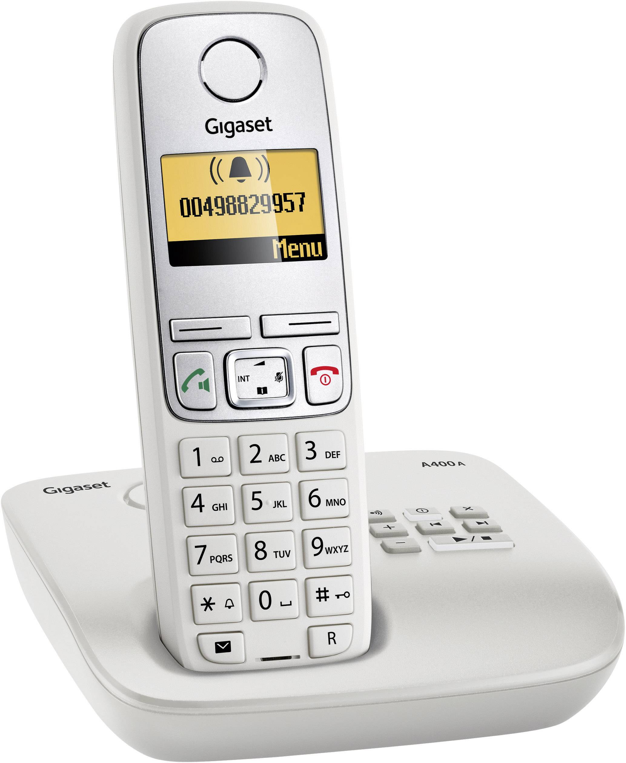 Gigaset A400A DECT, GAP Schnurloses Telefon analog Anrufbeantworter Hellgrau, Silber