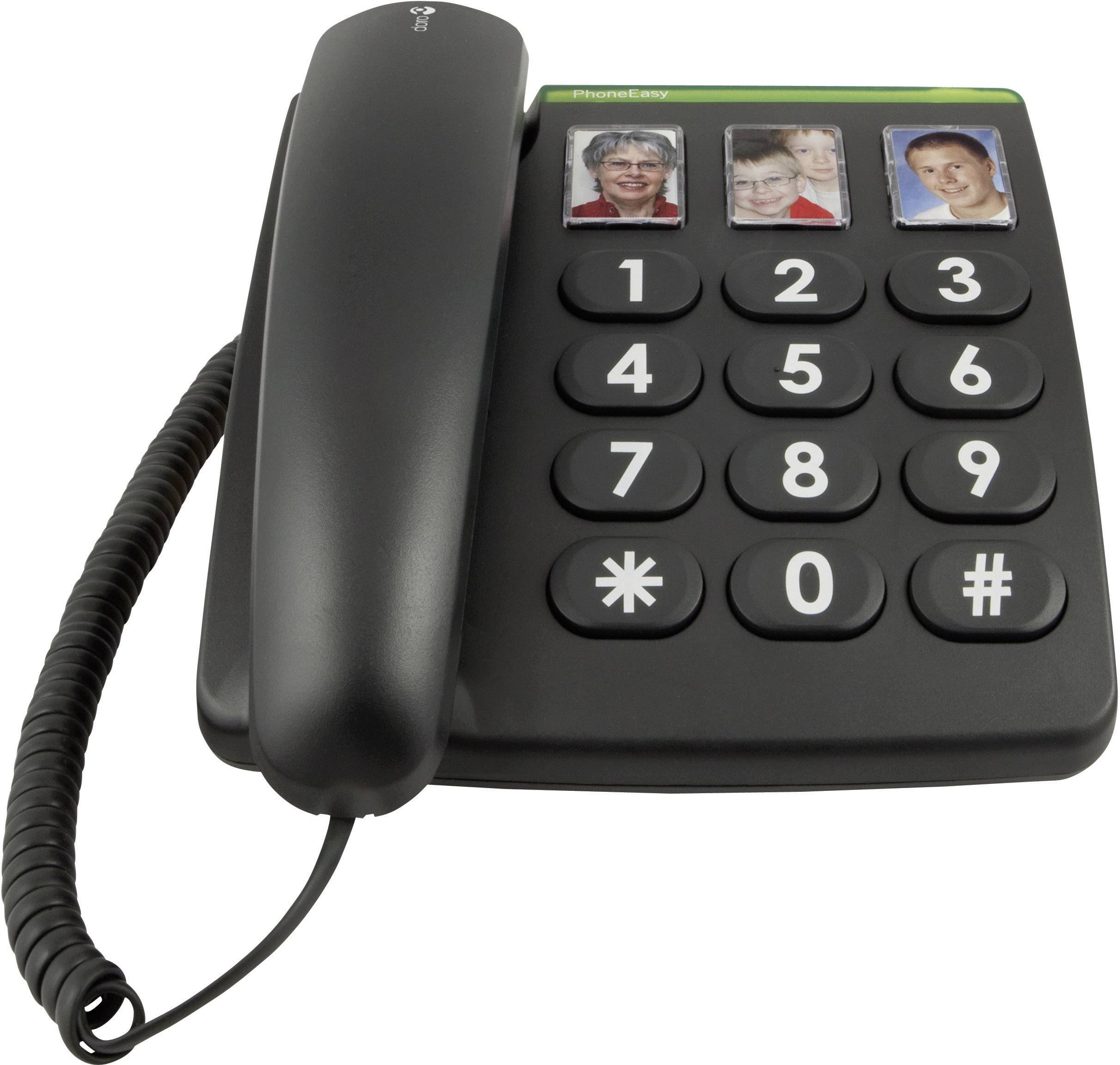 doro PhoneEasy 331ph Schnurgebundenes Seniorentelefon Foto-Tasten kein Display Schwarz