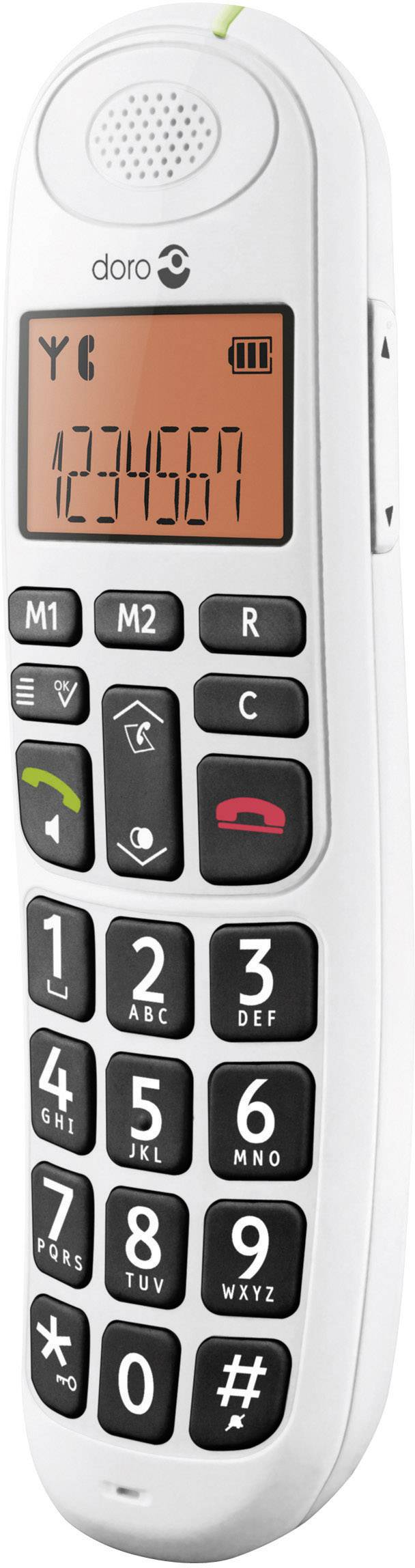 doro PhoneEasy 100w Schnurloses Seniorentelefon Optische Anrufsignalisierung Beleuchtetes Display Weiß