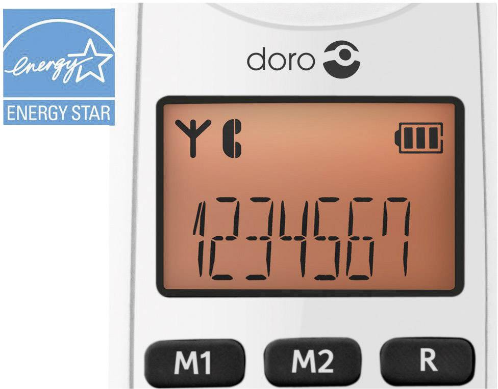 doro PhoneEasy 100w Schnurloses Seniorentelefon Optische Anrufsignalisierung Beleuchtetes Display Weiß