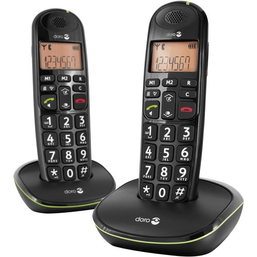 Doro PhoneEasy 100w Duo Schnurloses Seniorentelefon Optische Anrufsignalisierung Beleuchtetes Displ